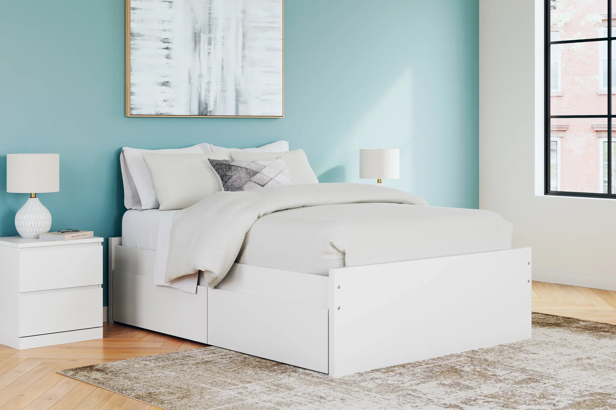 Onita - White - Full Platform Bed With 2 Side Storage - Image 2