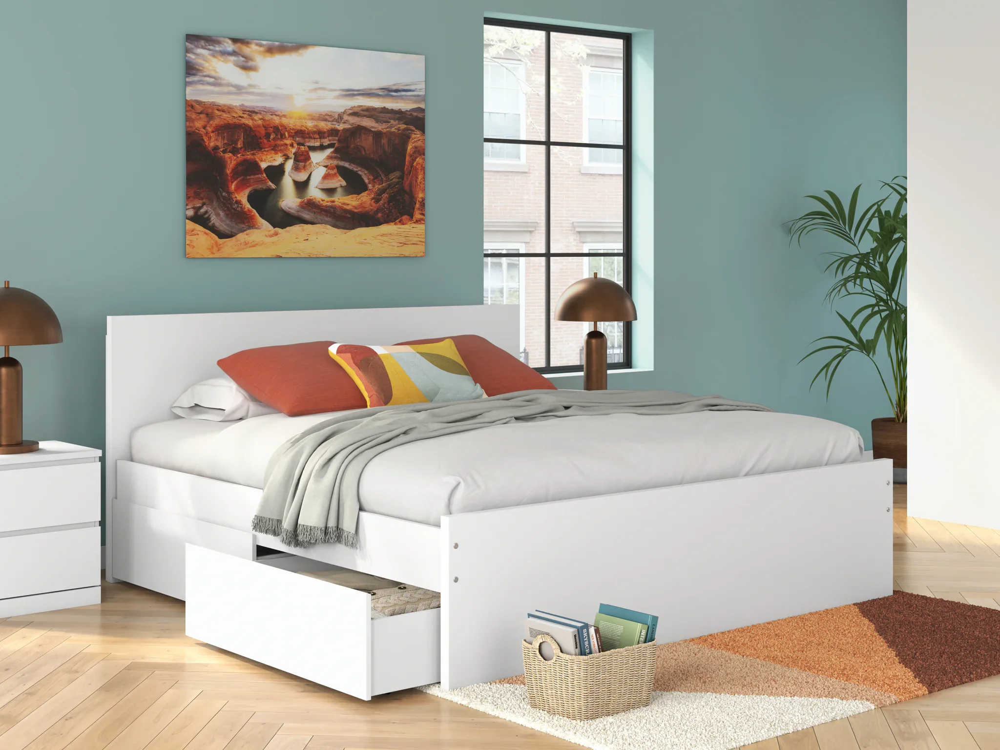 Onita - White - King Panel Platform Bed With Storage - Image 2