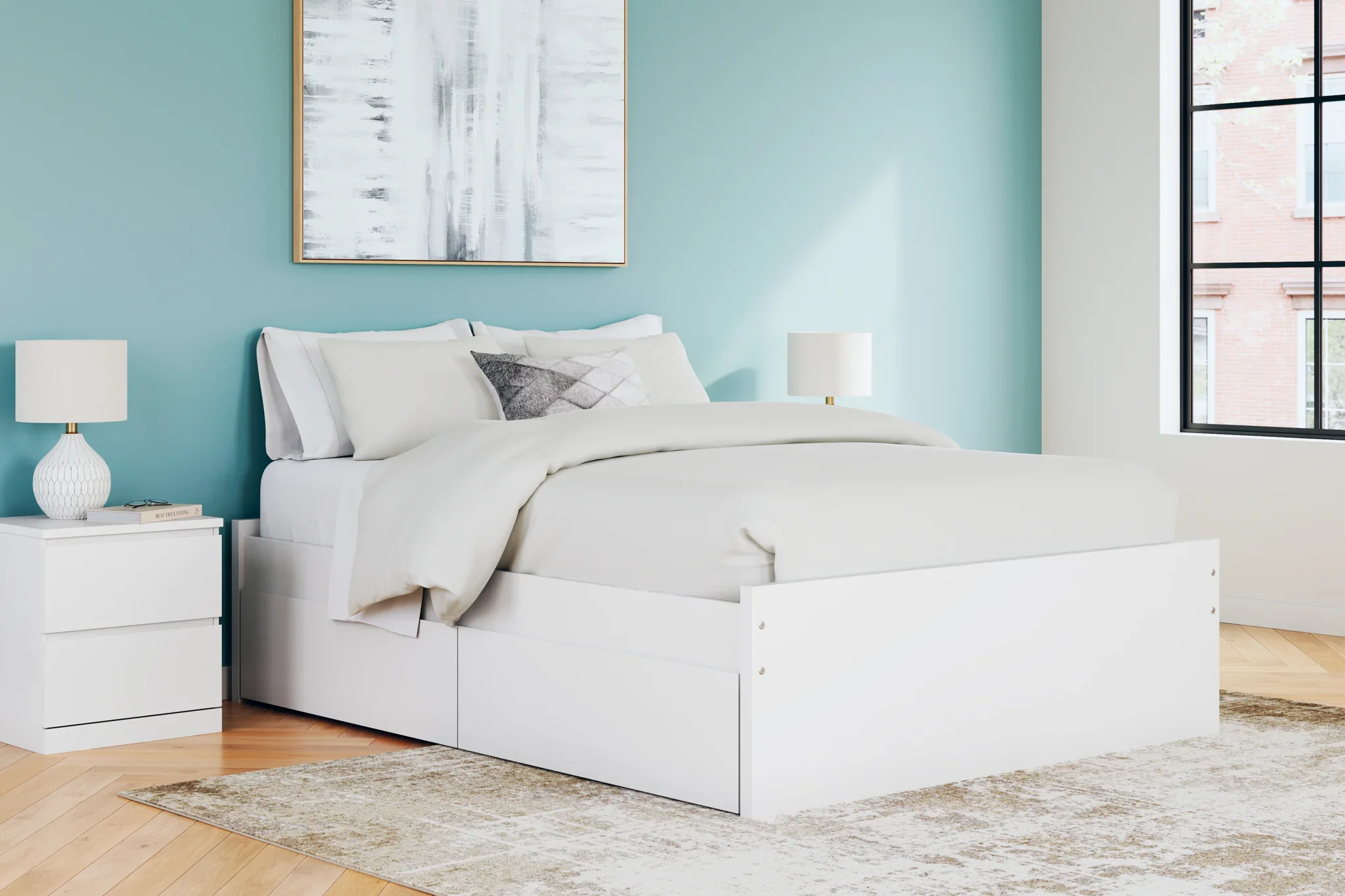Onita - White - Queen Platform Bed With 2 Side Storage - Image 2