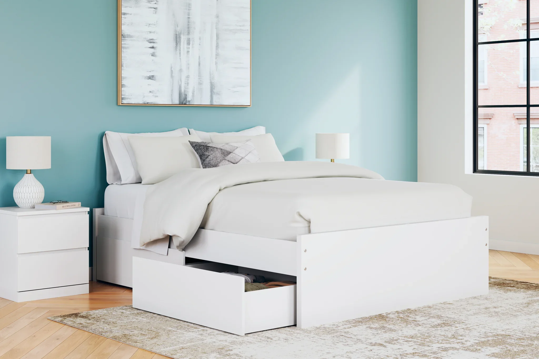 Onita - White - Queen Platform Bed With 2 Side Storage - Image 3