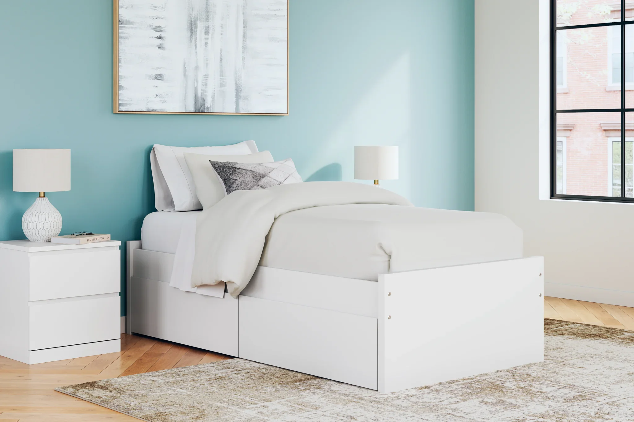 Onita - White - Twin Platform Bed With 1 Side Storage - Image 2