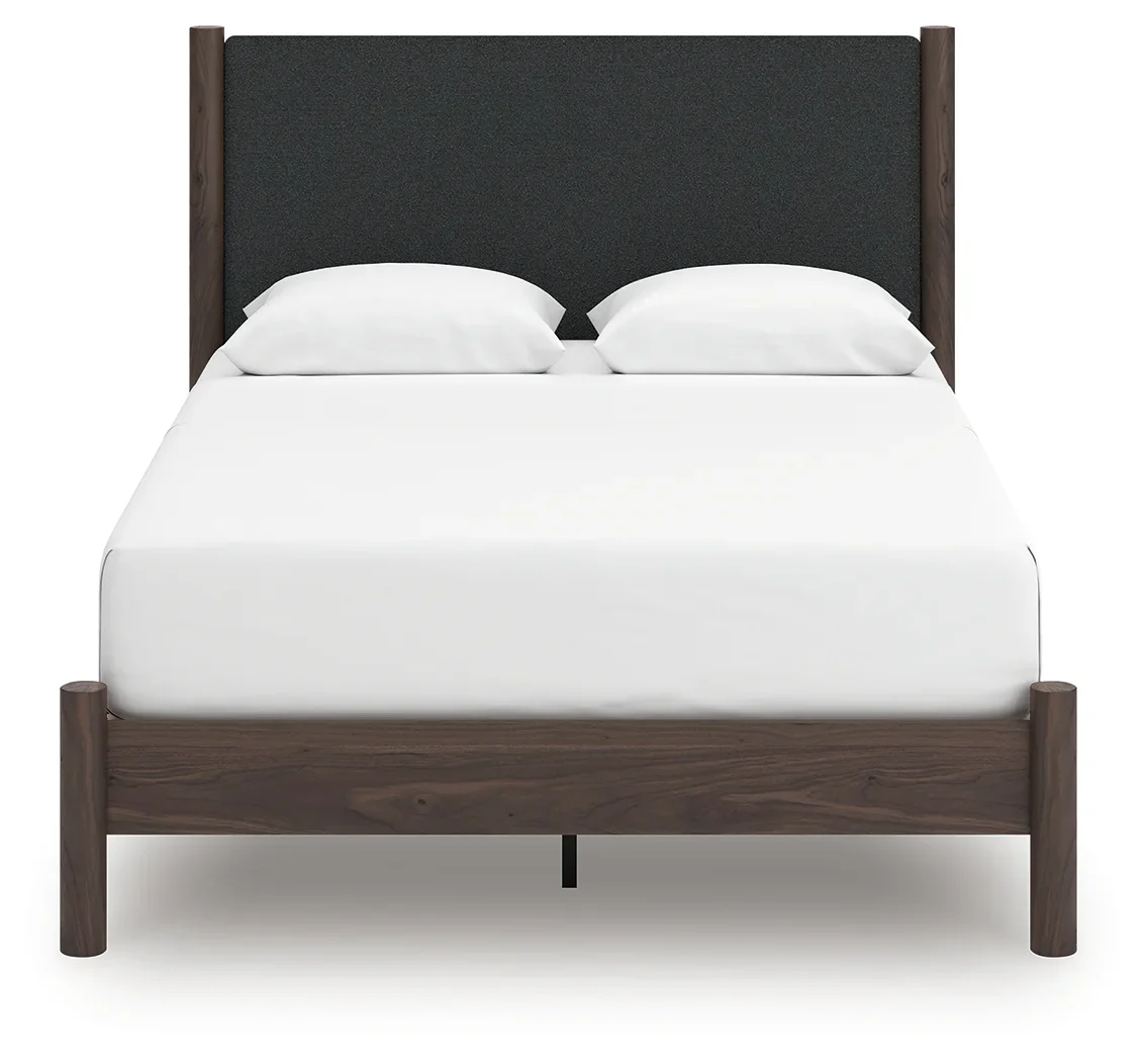 Pamytta - Queen Upholstered Panel Platform Bed - Brown - Image 3