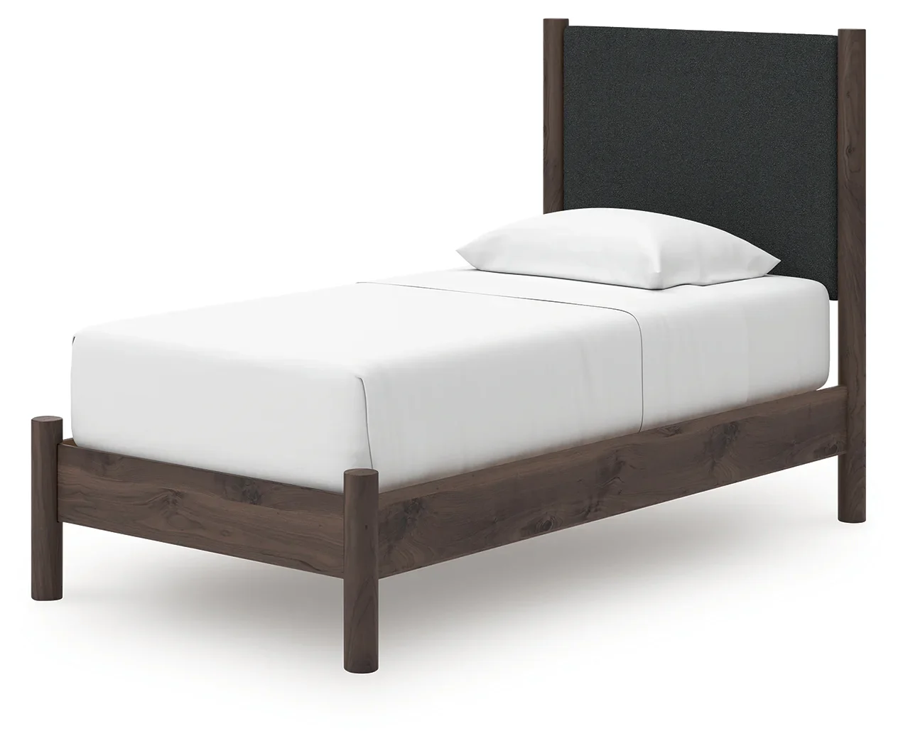 Pamytta - Twin Upholstered Panel Platform Bed - Brown - Image 4