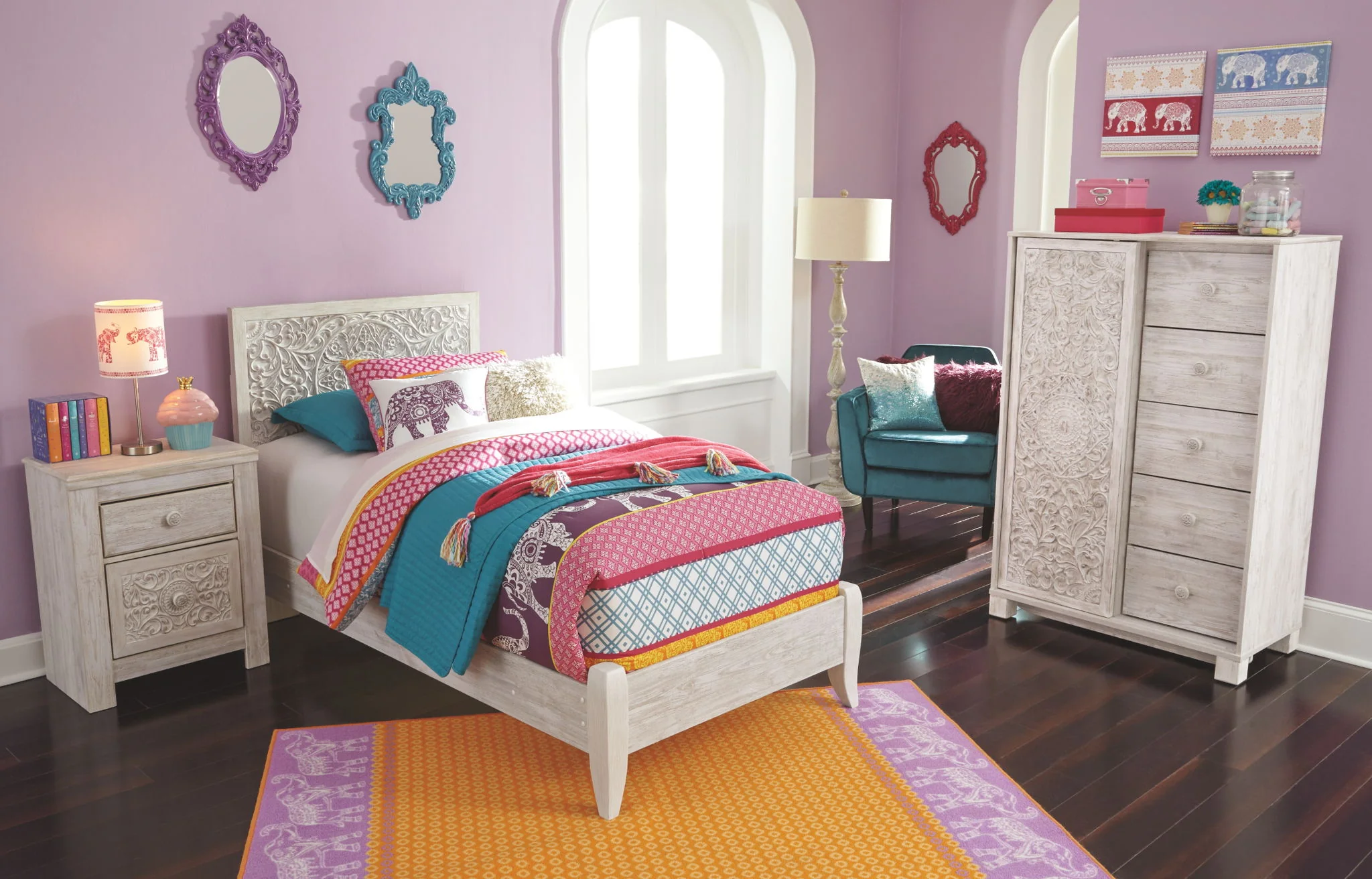Paxberry - White Wash - Twin Panel Bed - Image 2