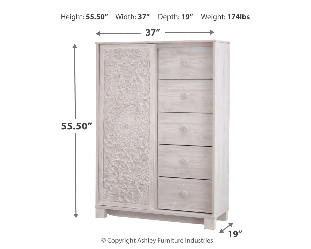 Paxberry - Whitewash - Dressing Chest - Image 4