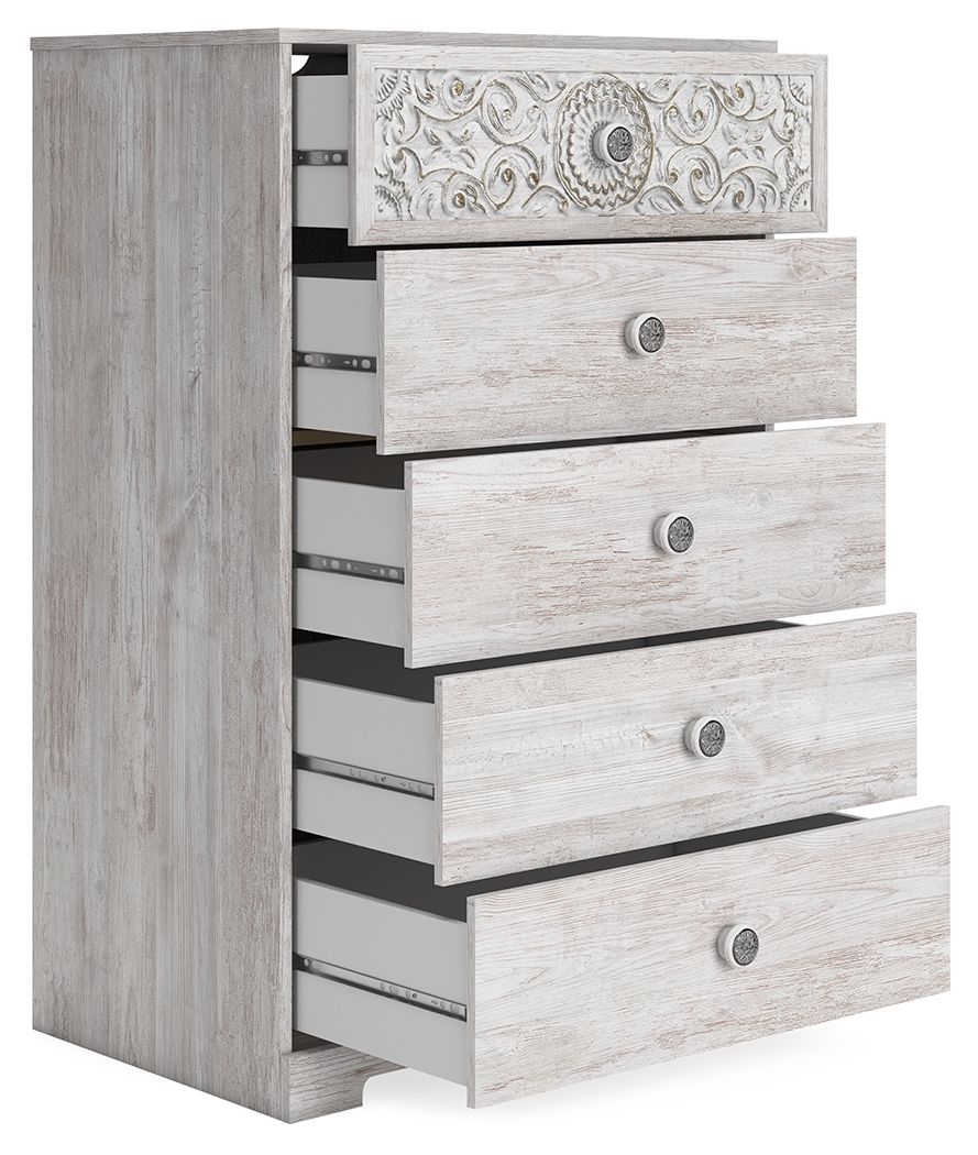 Paxberry - Whitewash - Five Drawer Chest - Image 2