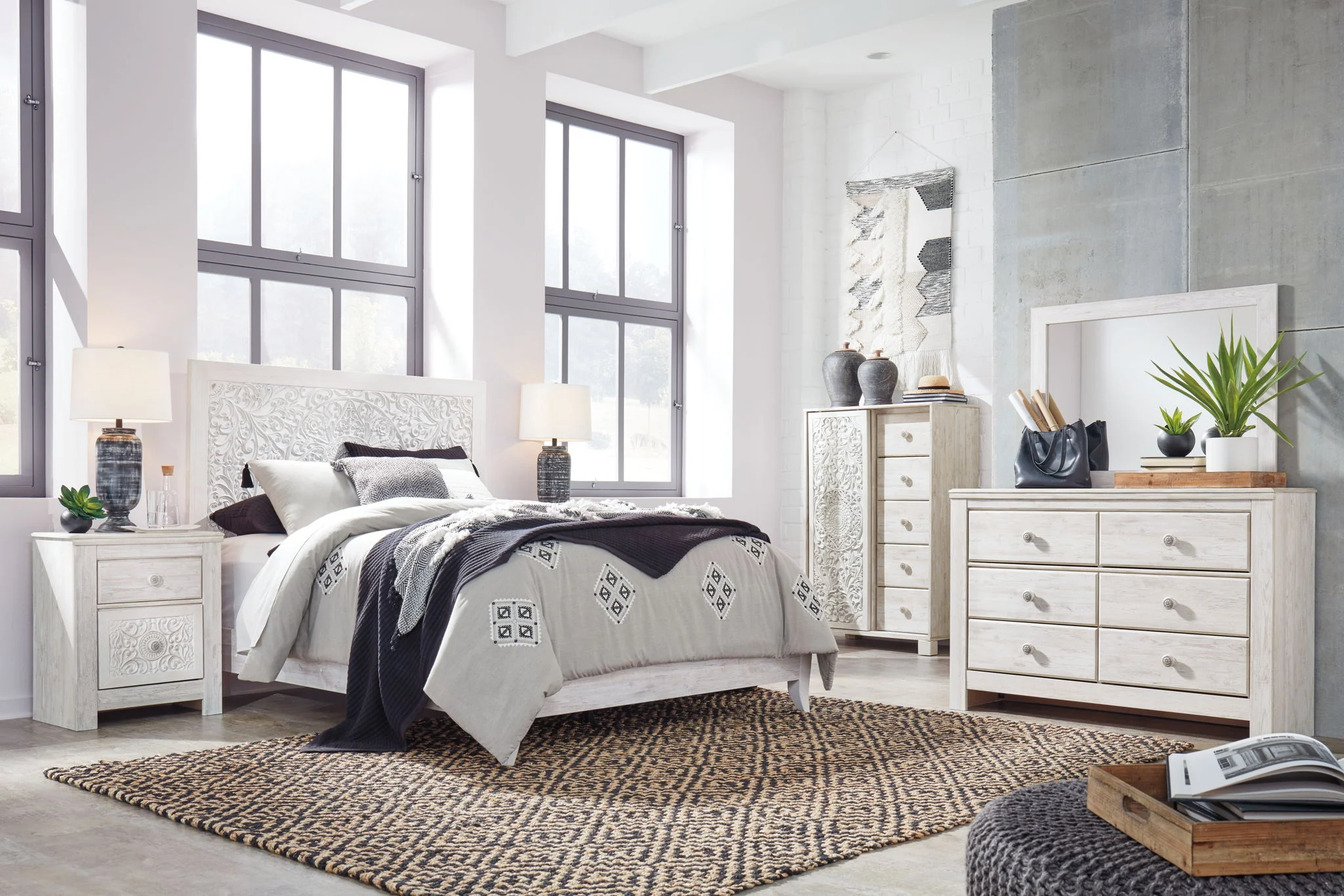 Paxberry - Whitewash - King Panel Bed - Image 5