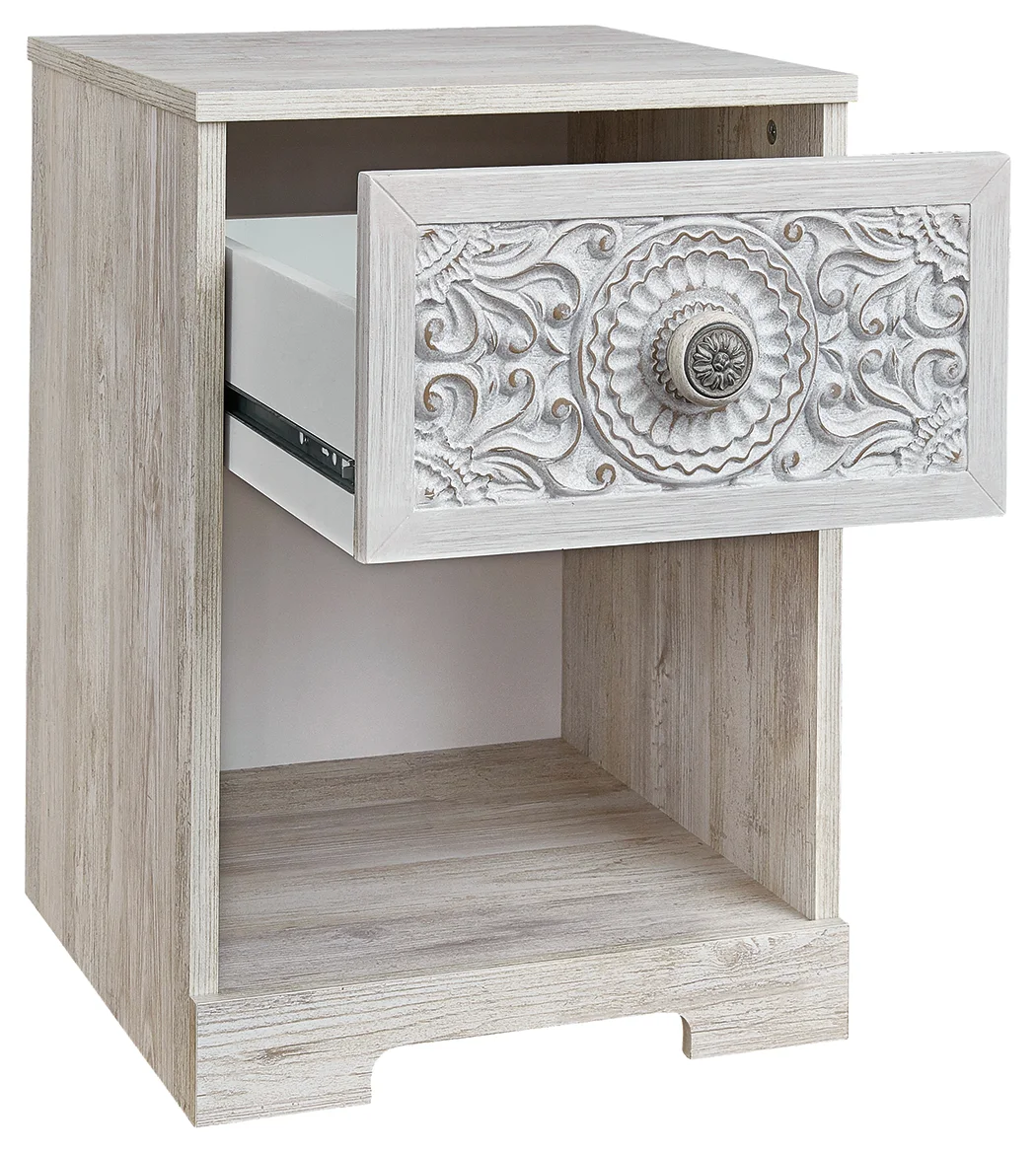Paxberry - Whitewash - One Drawer Night Stand - Open Cubby - Image 3