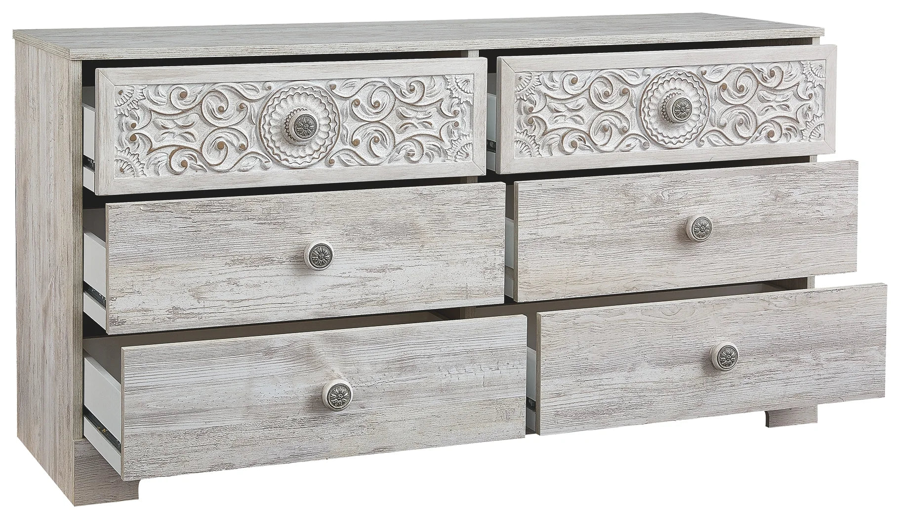 Paxberry - Whitewash - Six Drawer Dresser - Vinyl-Wrapped - Image 4