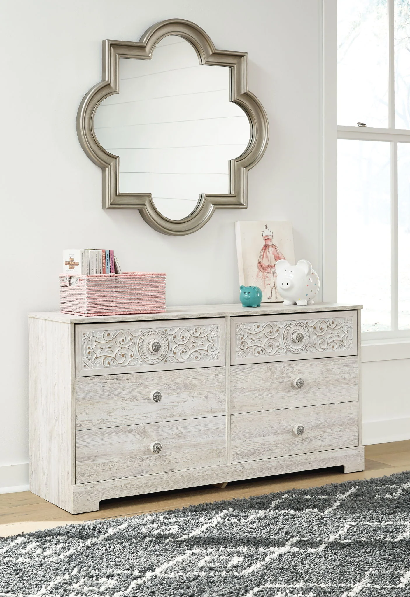 Paxberry - Whitewash - Six Drawer Dresser - Weatherworn - Image 2
