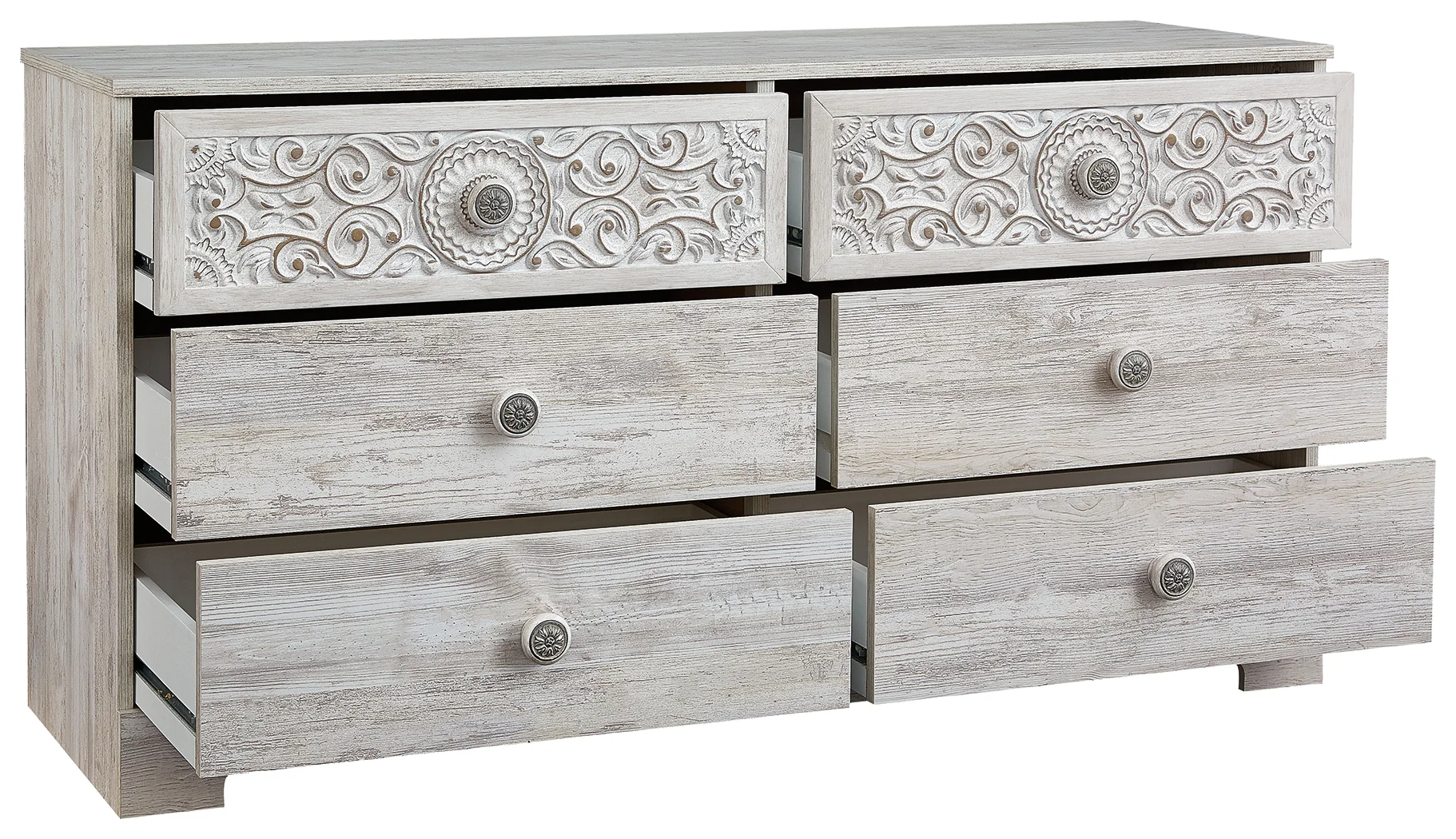 Paxberry - Whitewash - Six Drawer Dresser - Weatherworn - Image 3