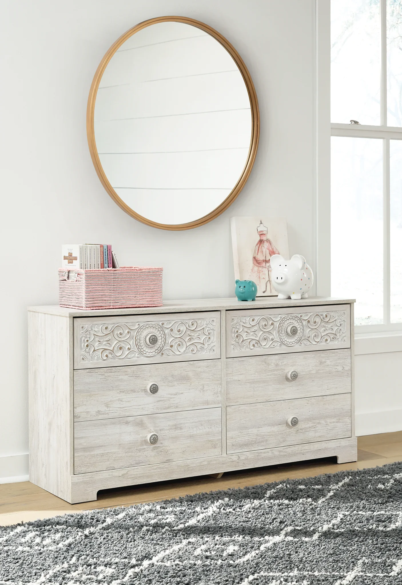 Paxberry - Whitewash - Six Drawer Dresser - Weatherworn - Image 6