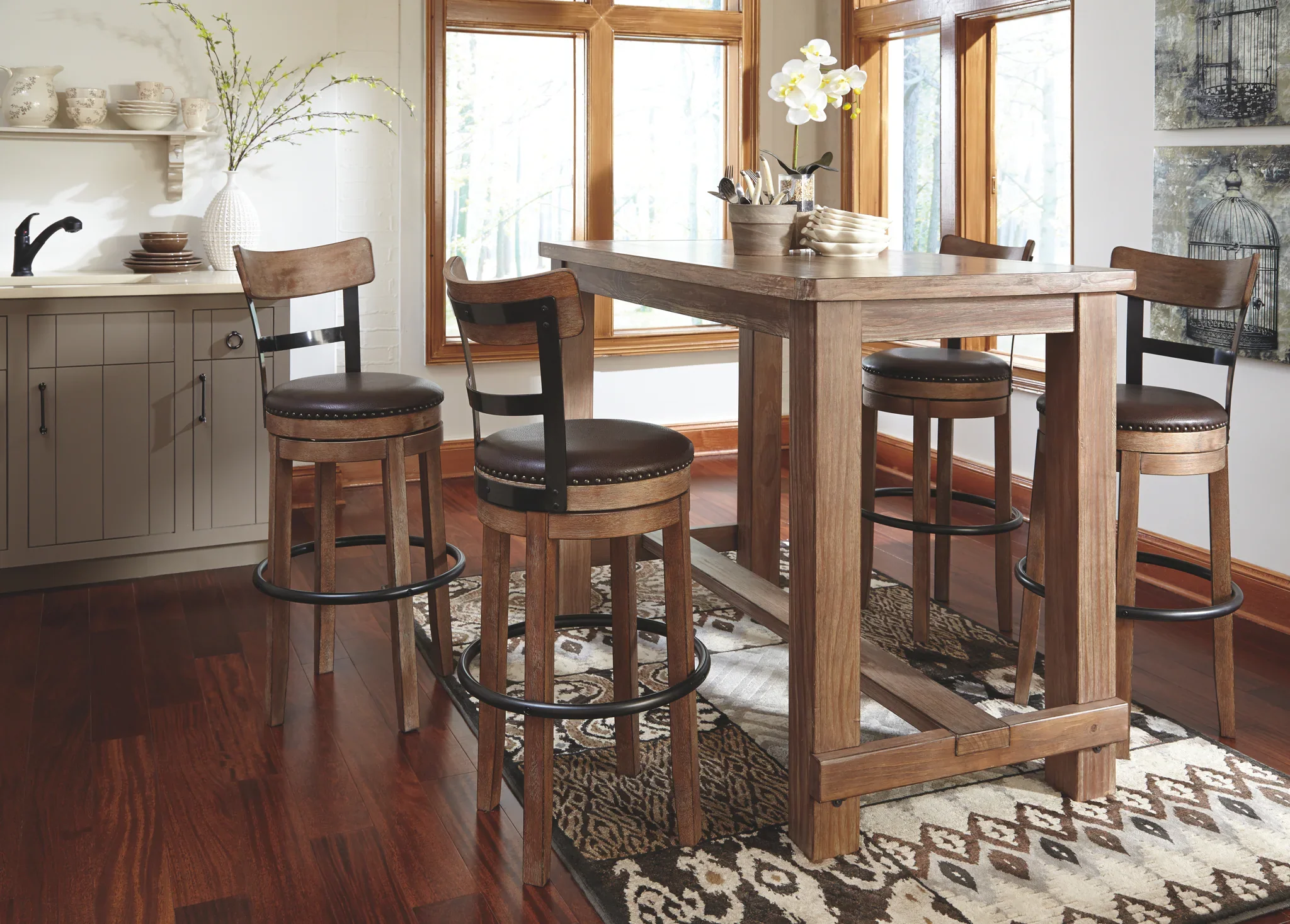 Pinnadel - Light Brown - Tall Uph Swivel Barstool - Image 3