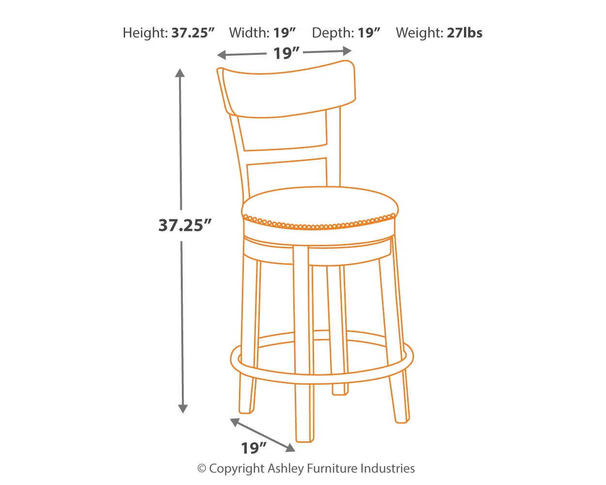 Pinnadel - Light Brown - Uph Swivel Barstool - Image 4