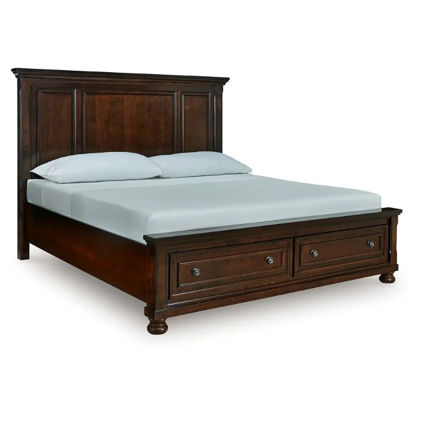 Porter - Rustic Brown - King Panel Storage Bed