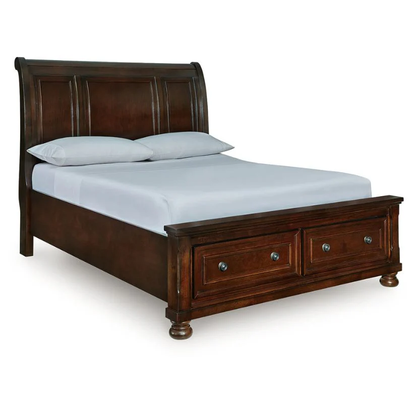 Porter - Rustic Brown - Queen Sleigh Storage Bed