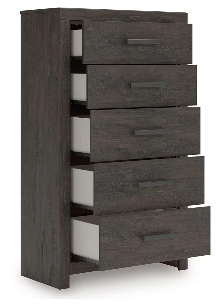 Prendonea - Charcoal - Five Drawer Chest - Image 4