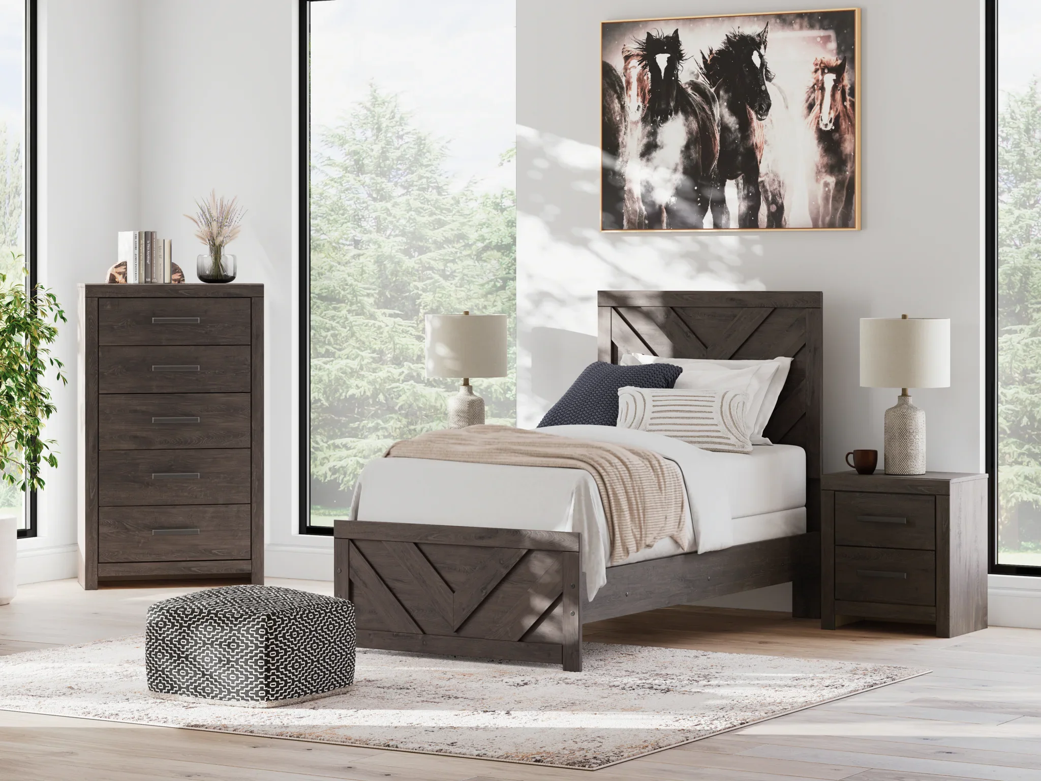 Prendonea - Charcoal - Twin Panel Bed - Image 10