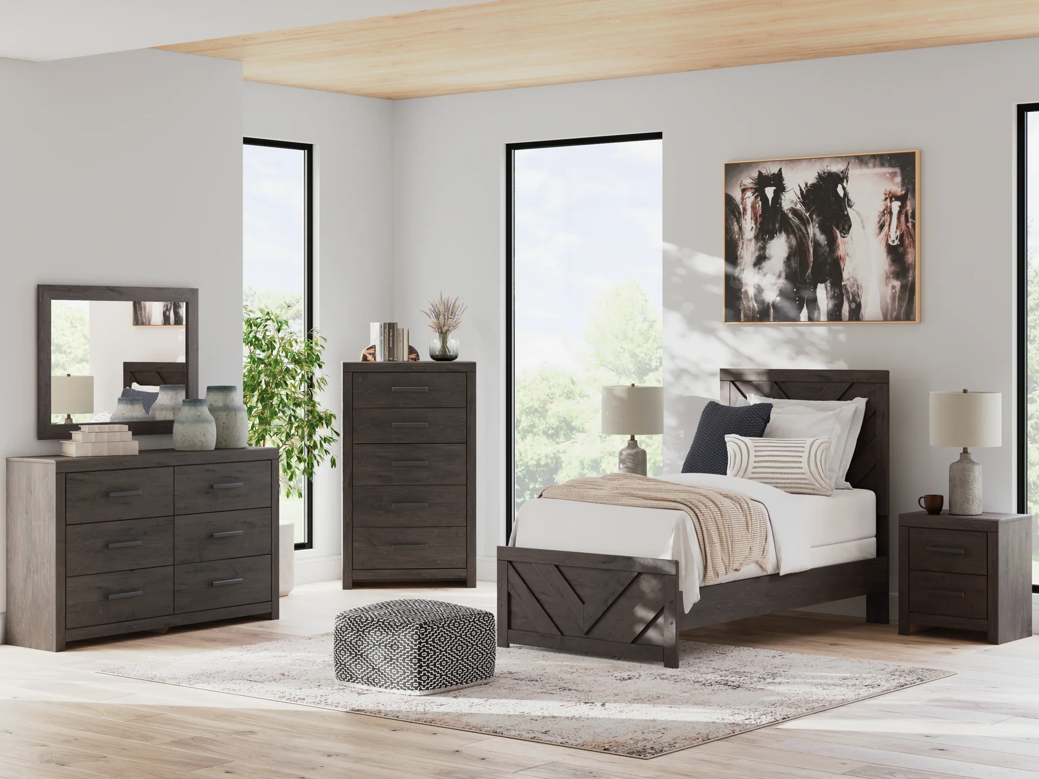 Prendonea - Charcoal - Two Drawer Night Stand - Image 8