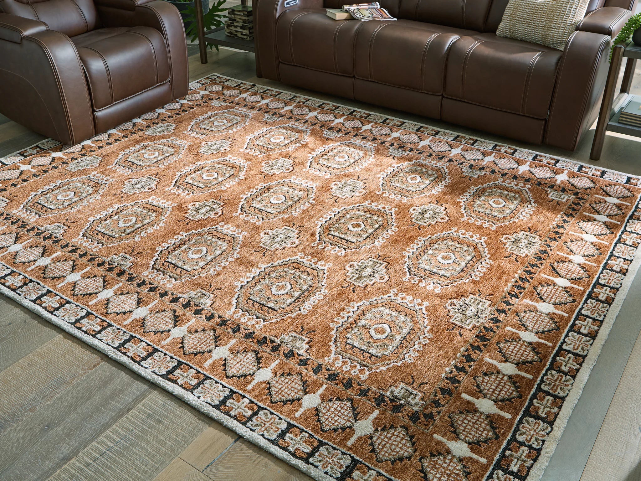 Qaabiz - Sienna / Ivory / Black - Large Rug - 8' x 10' - Image 2