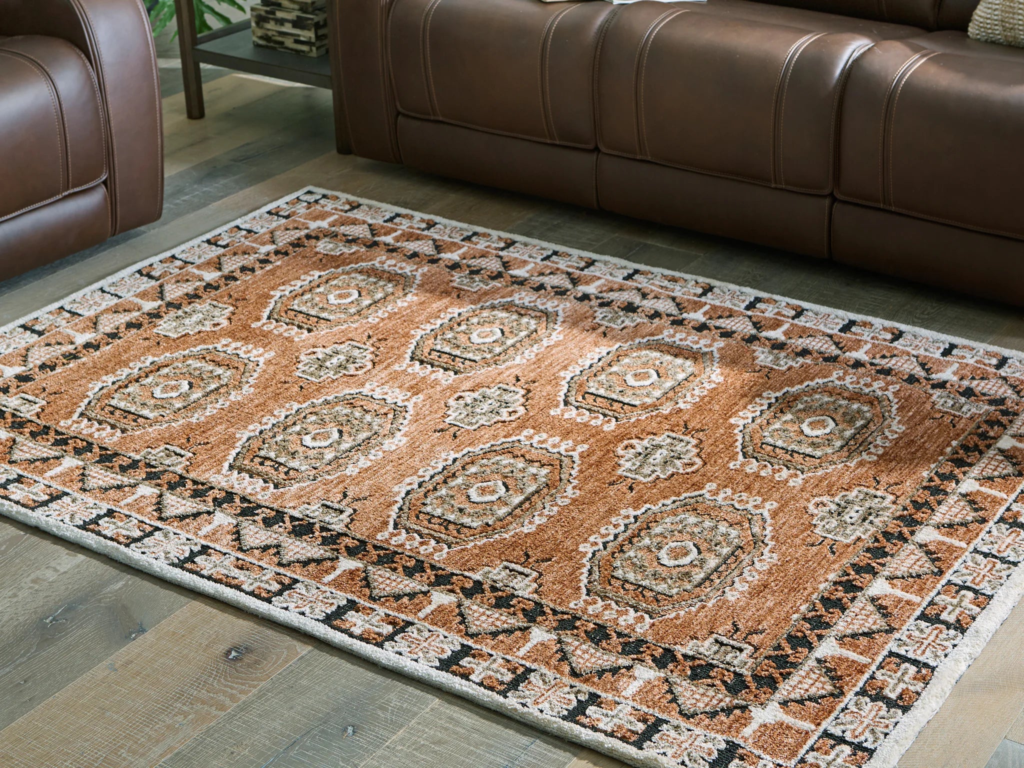 Qaabiz - Sienna / Ivory / Black - Medium Rug - 5' x 7' - Image 2