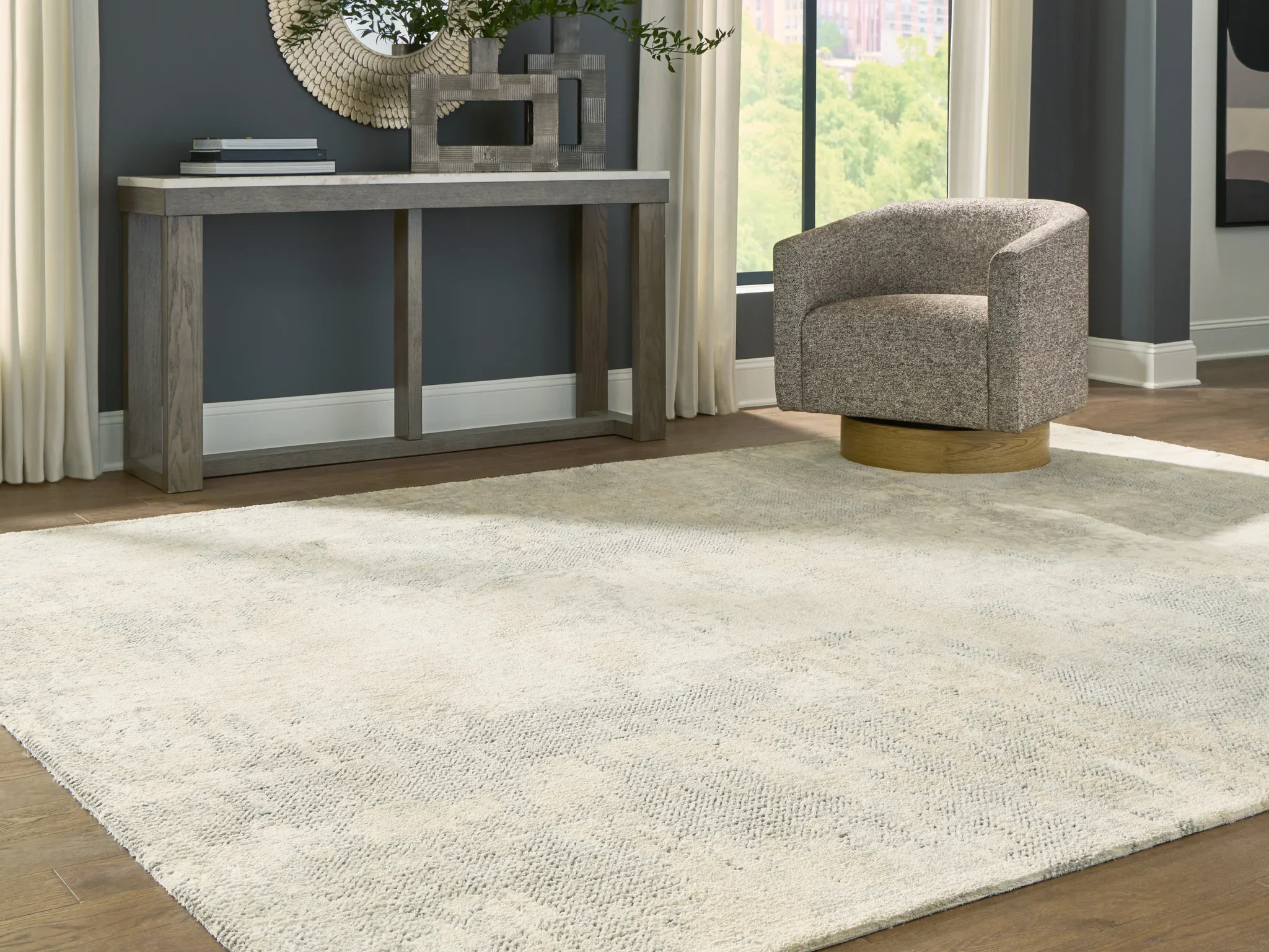 Raif - 9' x 12' Rug - Gray / White / Cream - Image 2