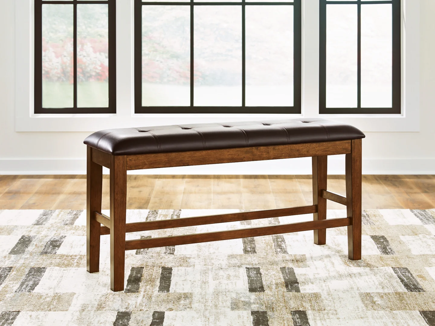 Ralene - Medium Brown - Double Counter Height Upholstered Bench - Image 2