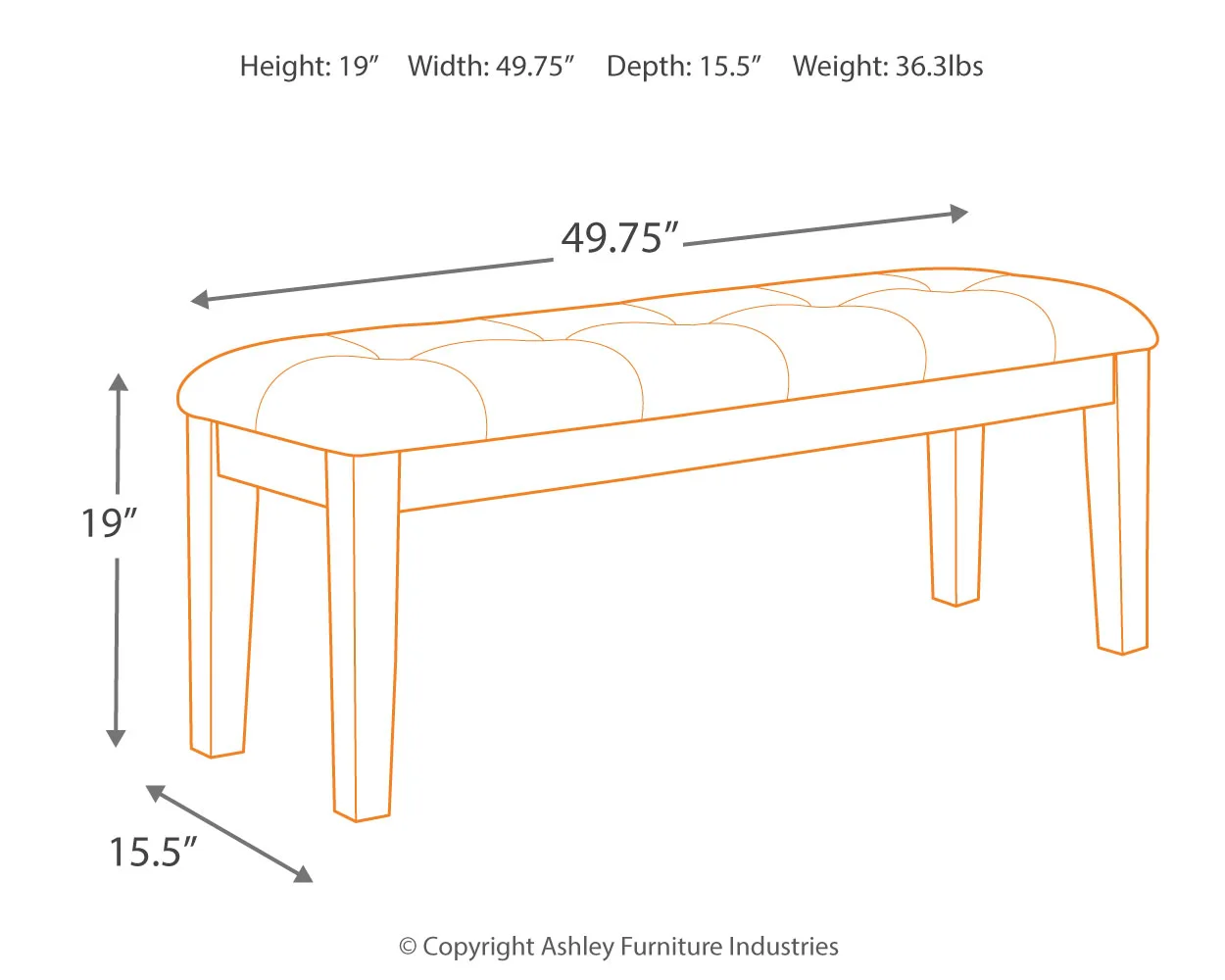 Ralene - Medium Brown - Large Uph Dining Room Bench - Image 4
