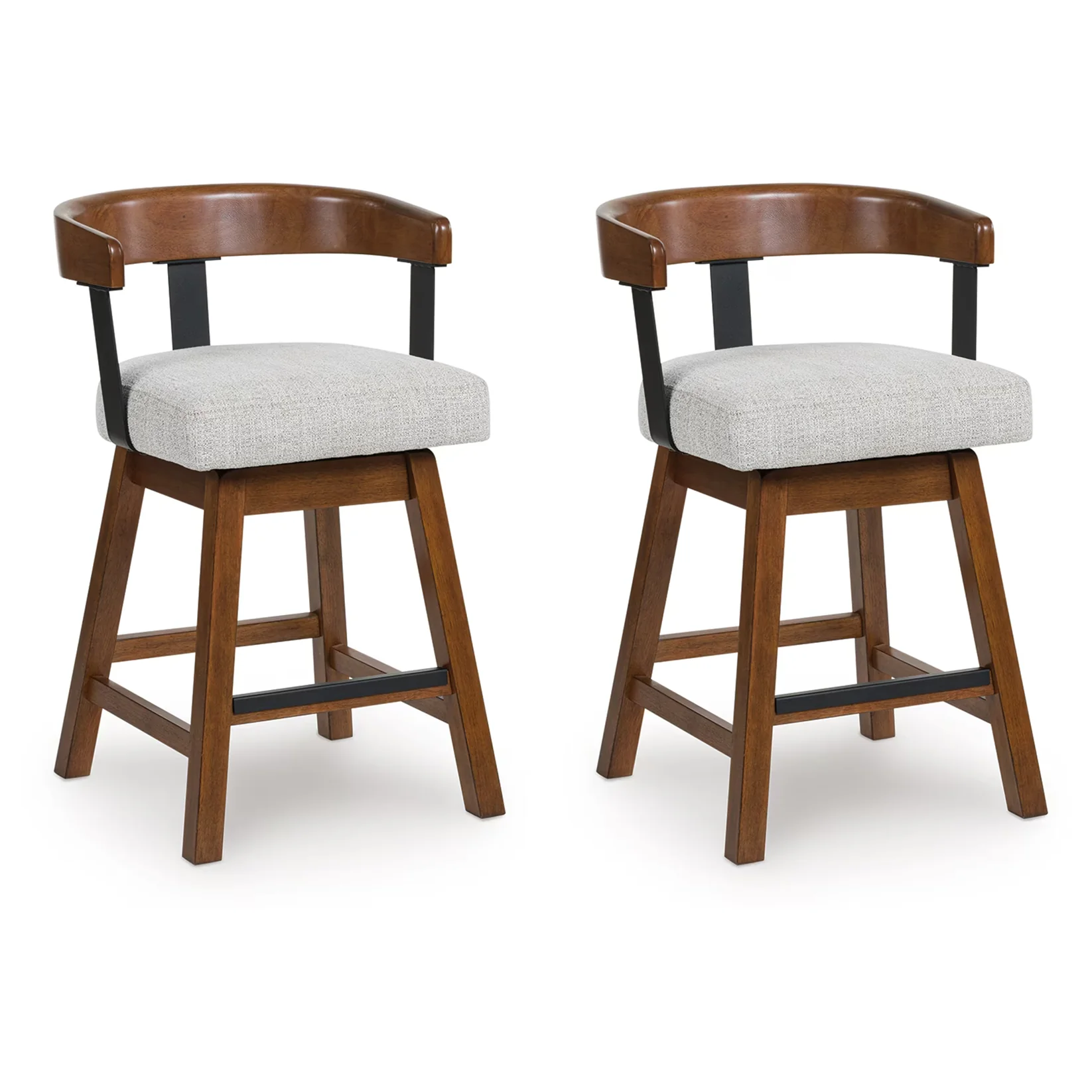 Ralene - Medium Brown - Upholstered Swivel Barstool (Set of 2)