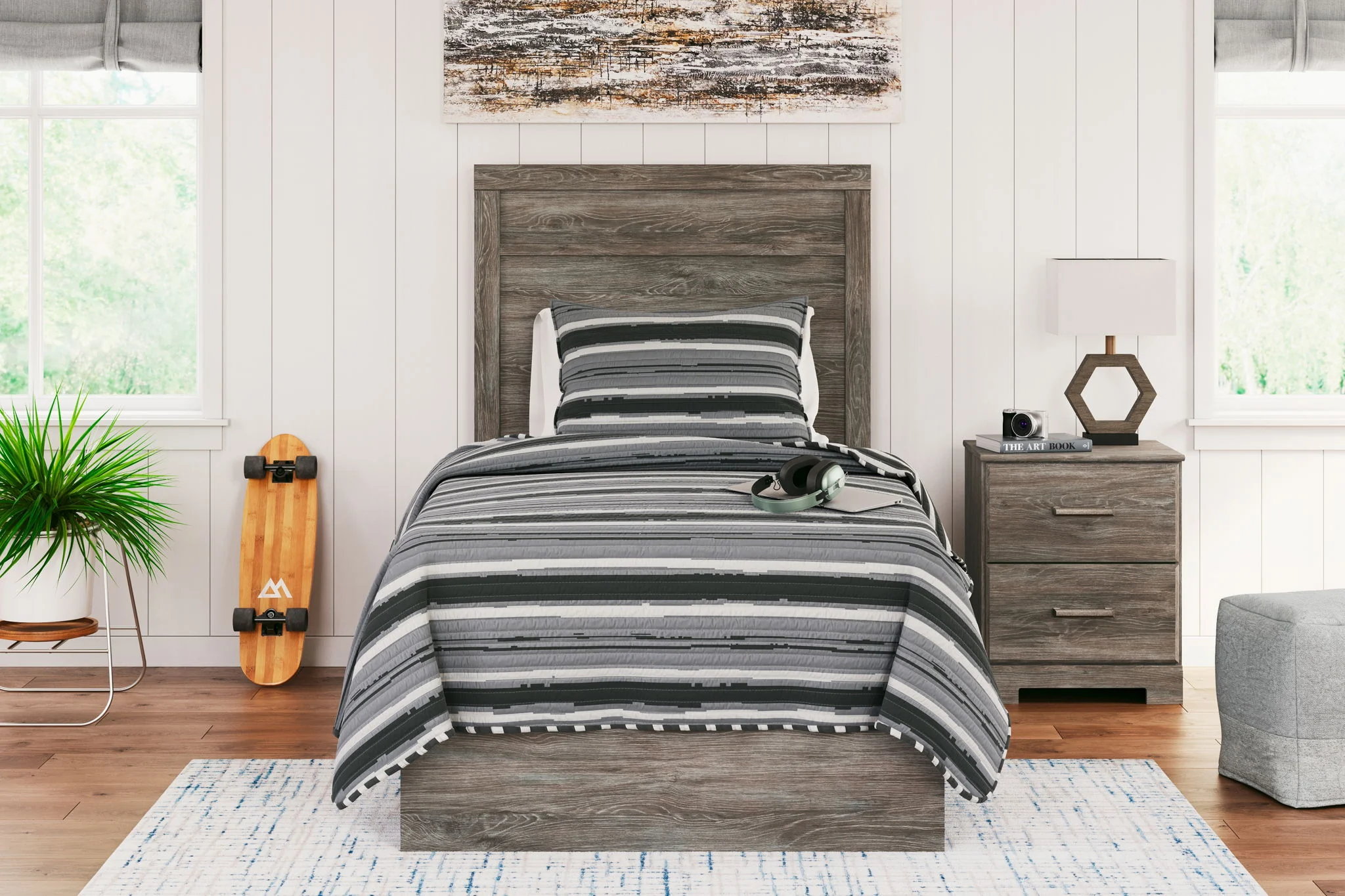 Ralinksi - Gray - Twin Panel Bed - Image 2