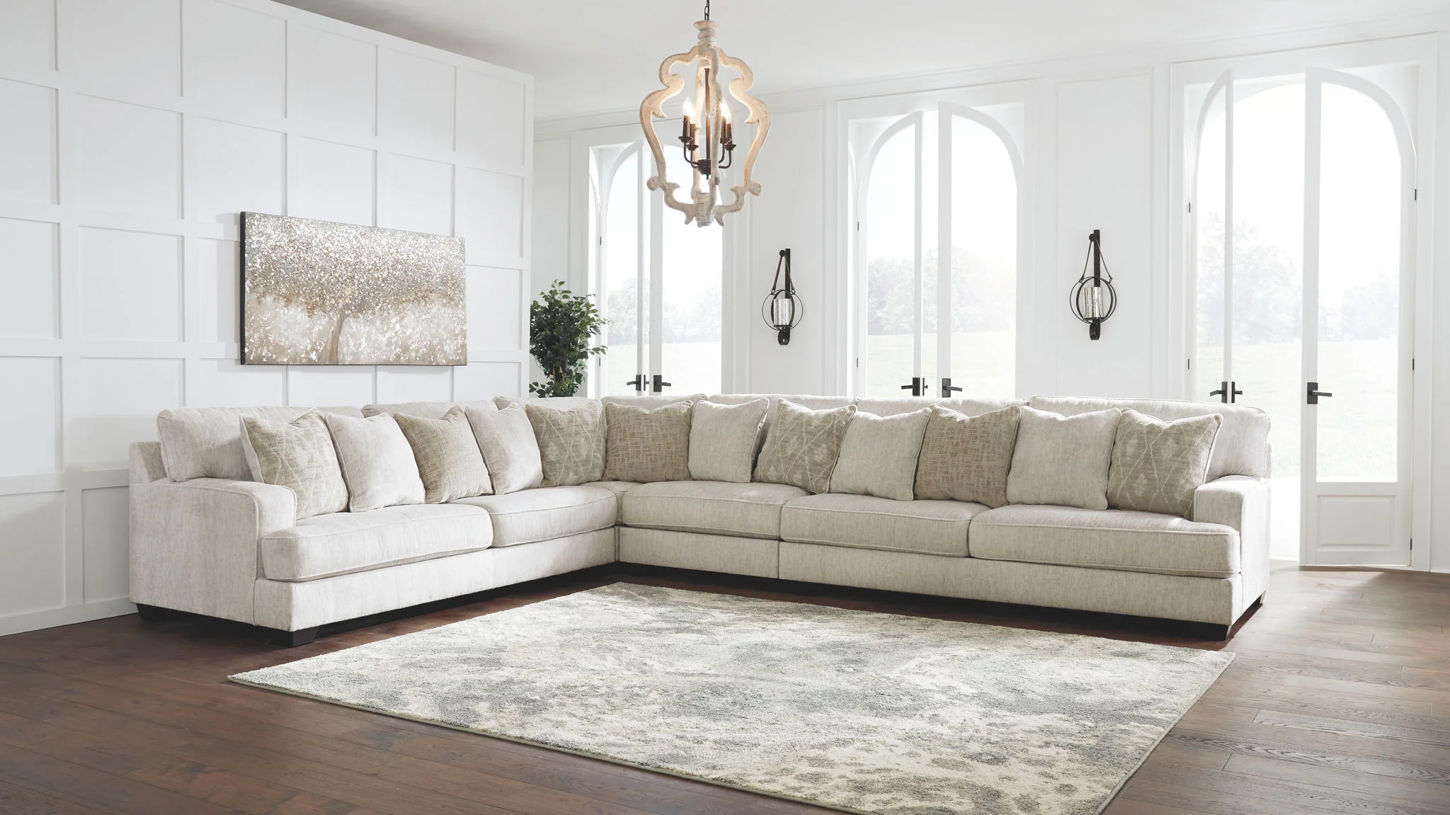 Rawcliffe - Parchment - Left Arm Facing Sofa 4 Pc Sectional - Image 2