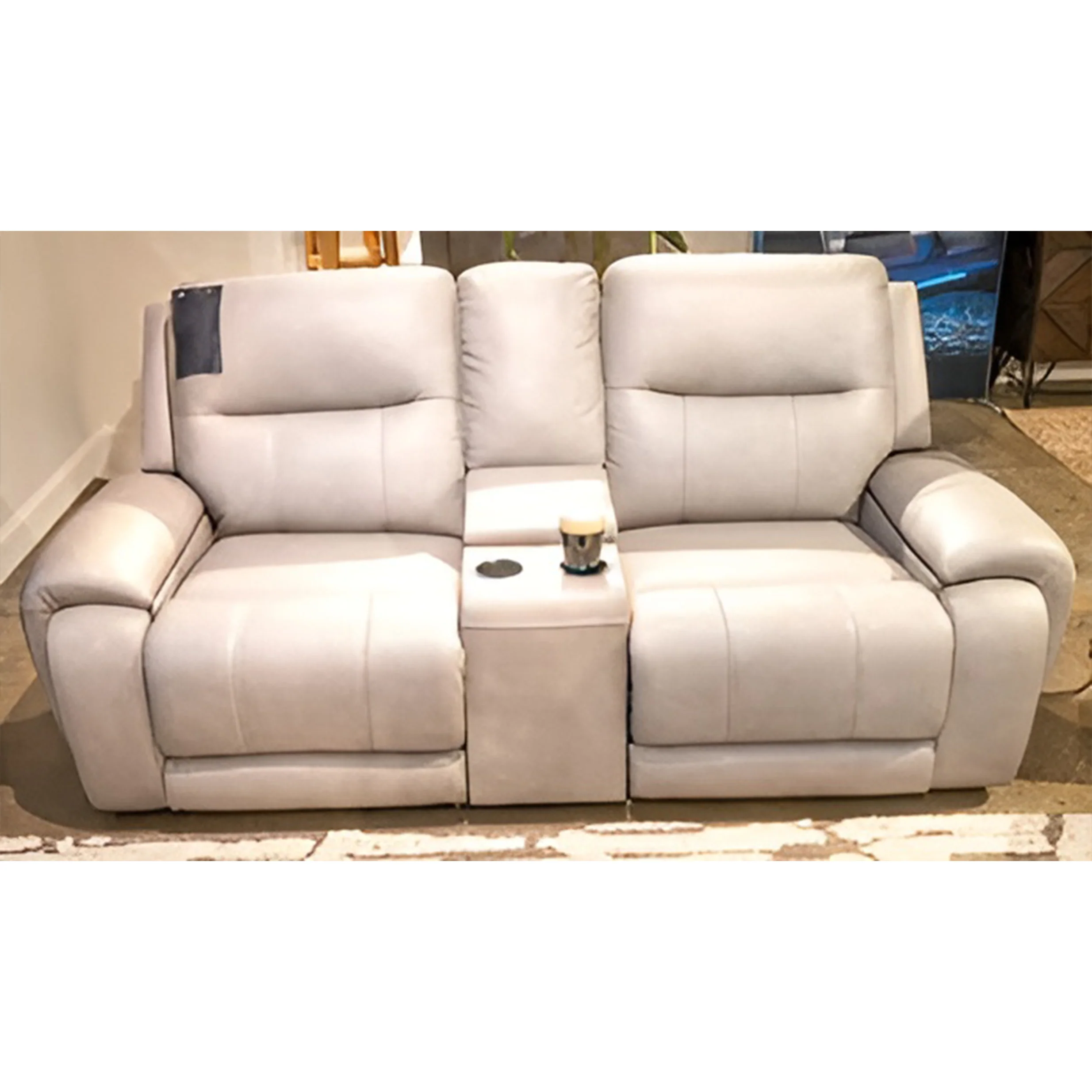 Real Moments - Power Reclining Loveseat With Audio Seating - Ash