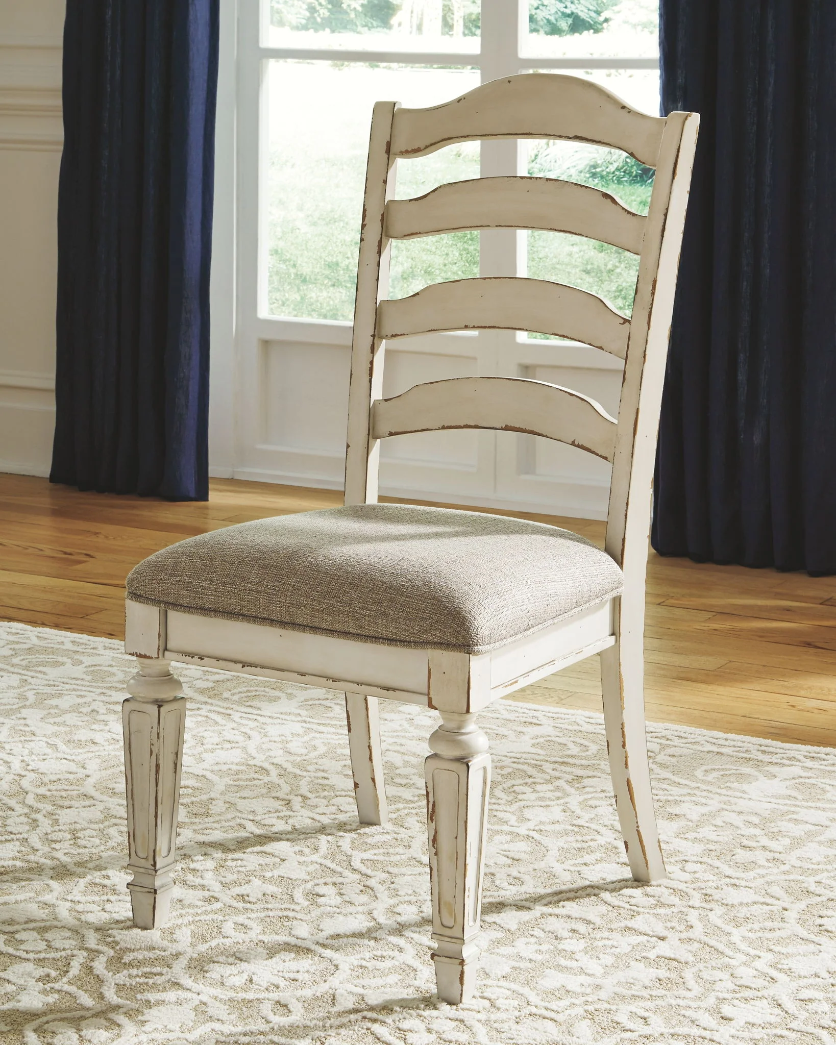 Realyn - White - 6 Pc. - Extension Table, 4 Ladderback Side Chairs, Server - Image 5
