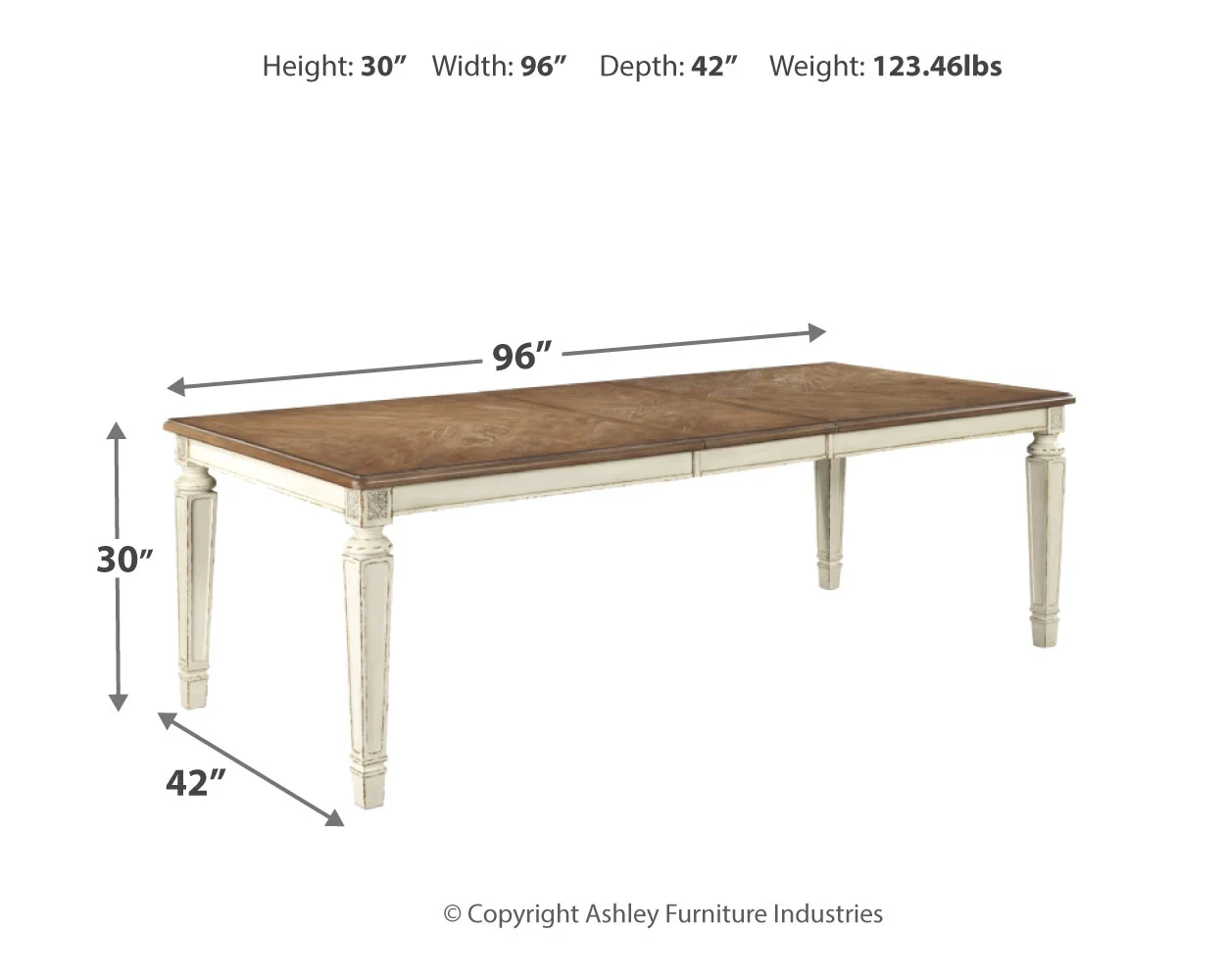 Realyn - Chipped White - Rect Dining Room Ext Table - Image 4