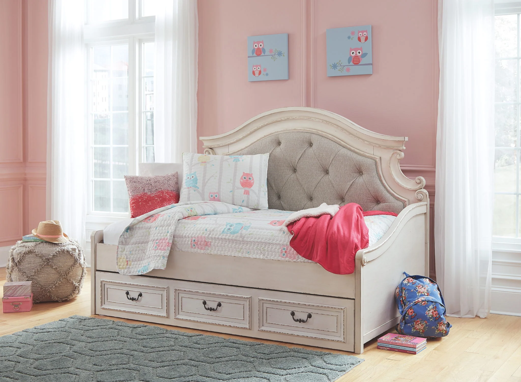Realyn - Chipped White - Twin Day Bed With Storage - Image 2