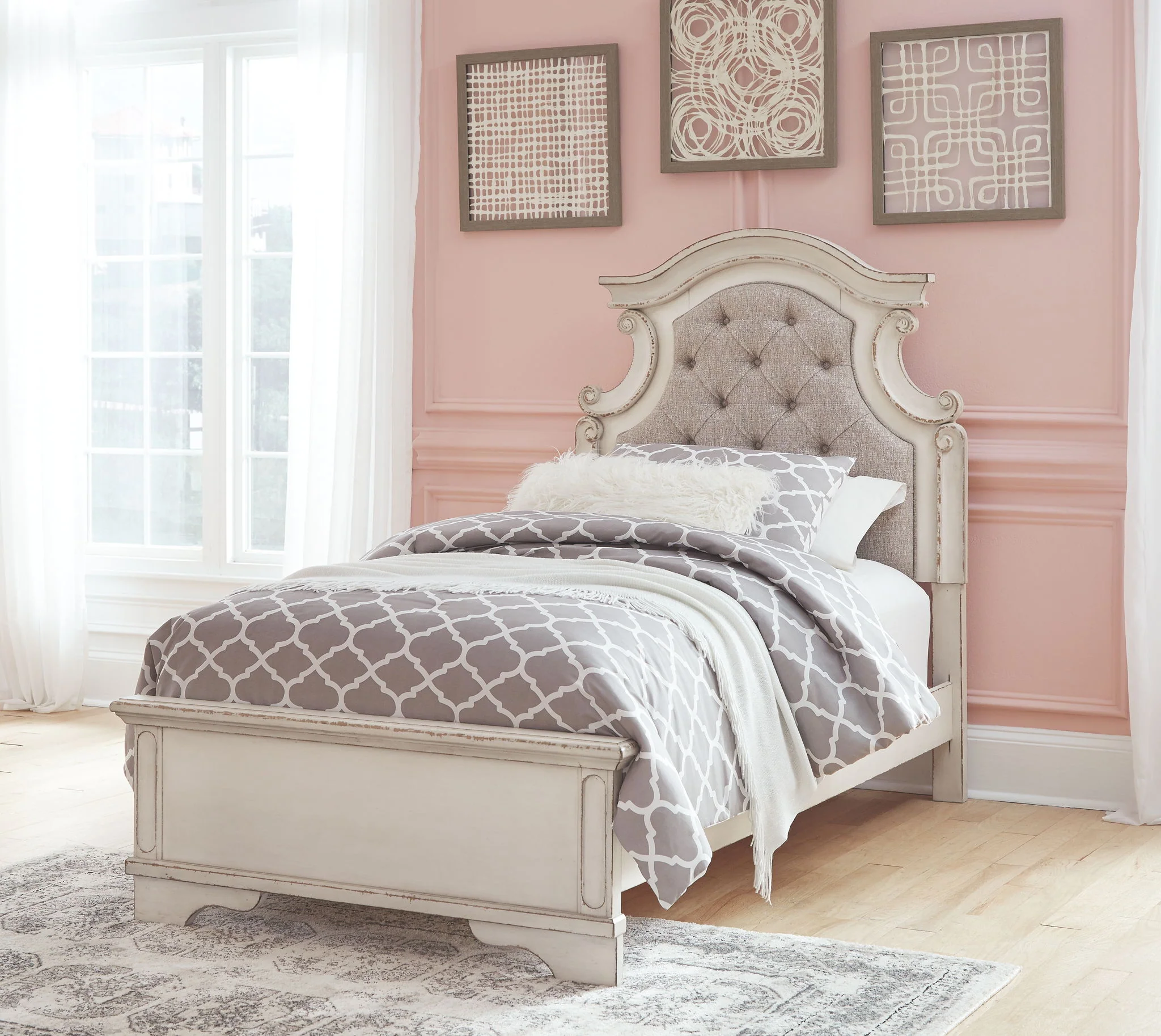 Realyn - Chipped White - Twin Upholstered Panel Bed - Image 2
