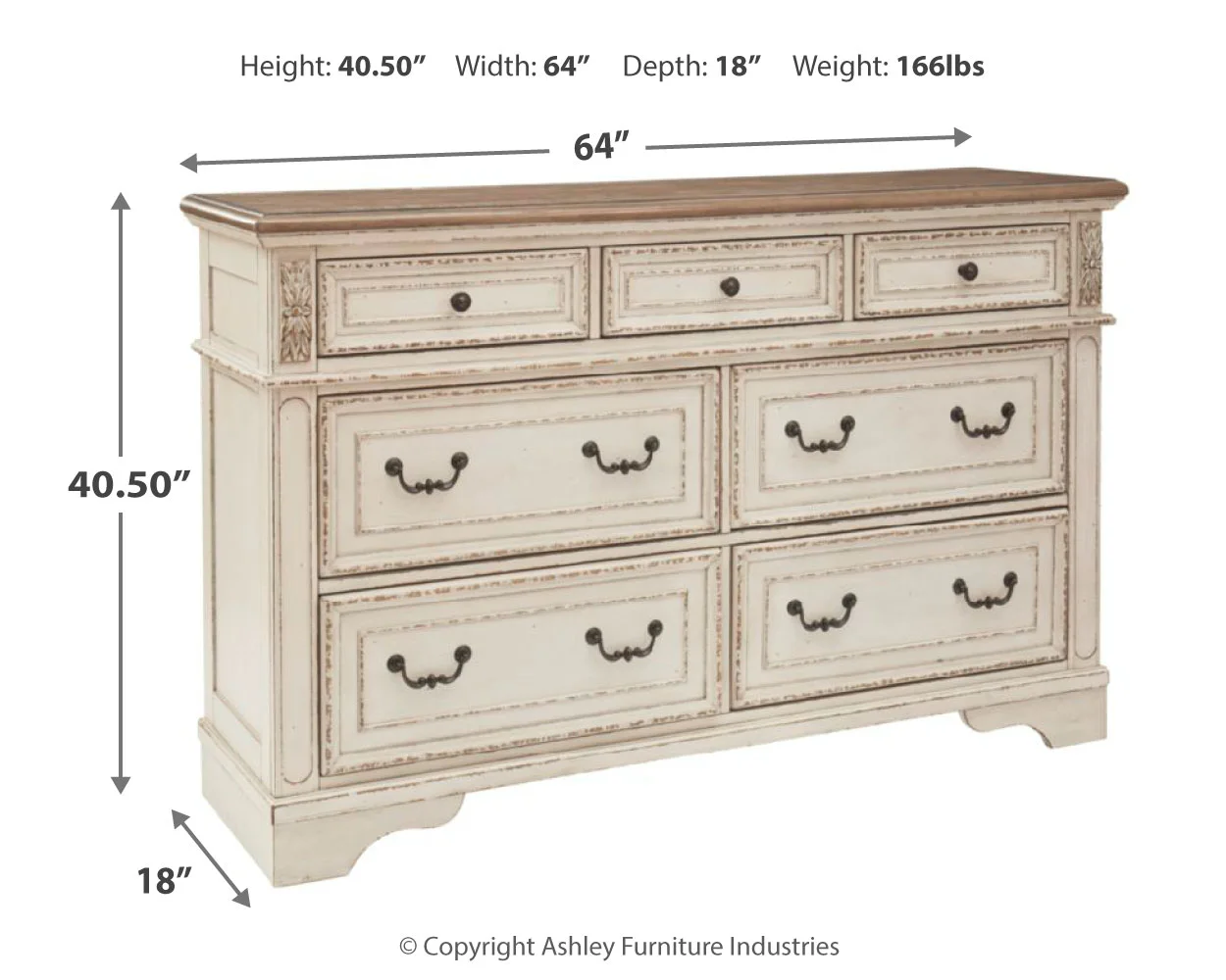 Realyn - White / Brown / Beige - Dresser - 7-drawer - Image 3