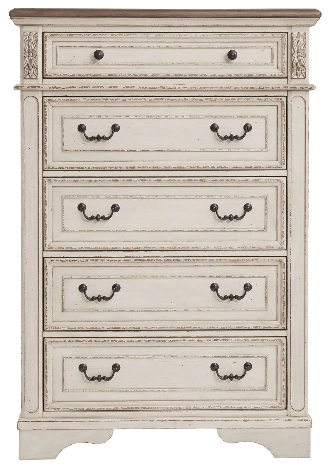 Realyn - White / Brown / Beige - Five Drawer Chest - Image 5