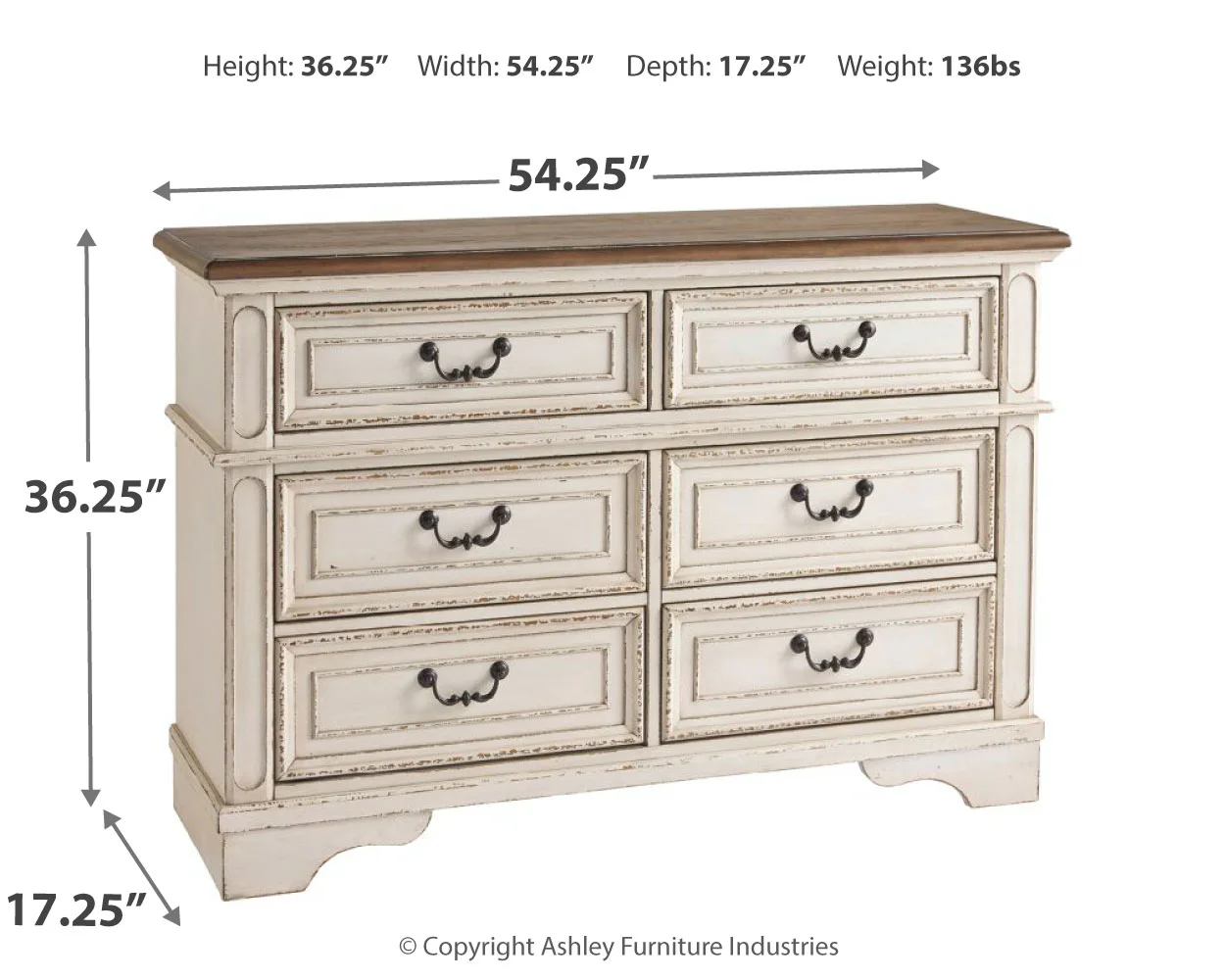 Realyn - White / Brown / Beige - Dresser - 6-drawer - Image 4