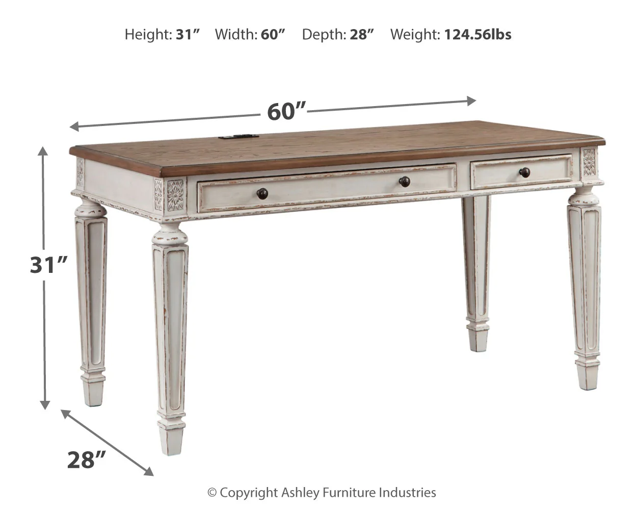 Realyn - Light Brown - Home Office Desk - Image 4