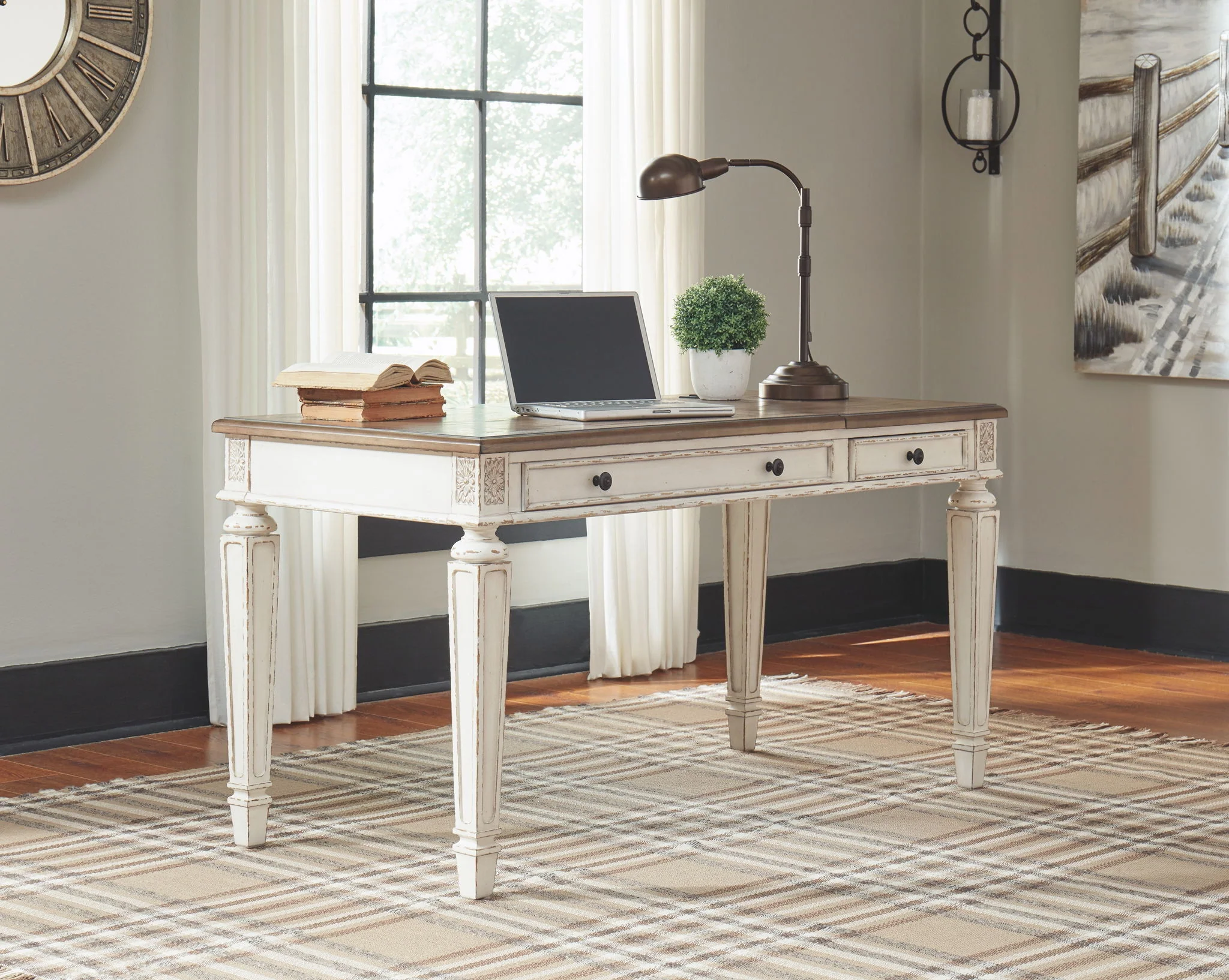 Realyn - White / Brown - Home Office Lift Top Desk - Image 5