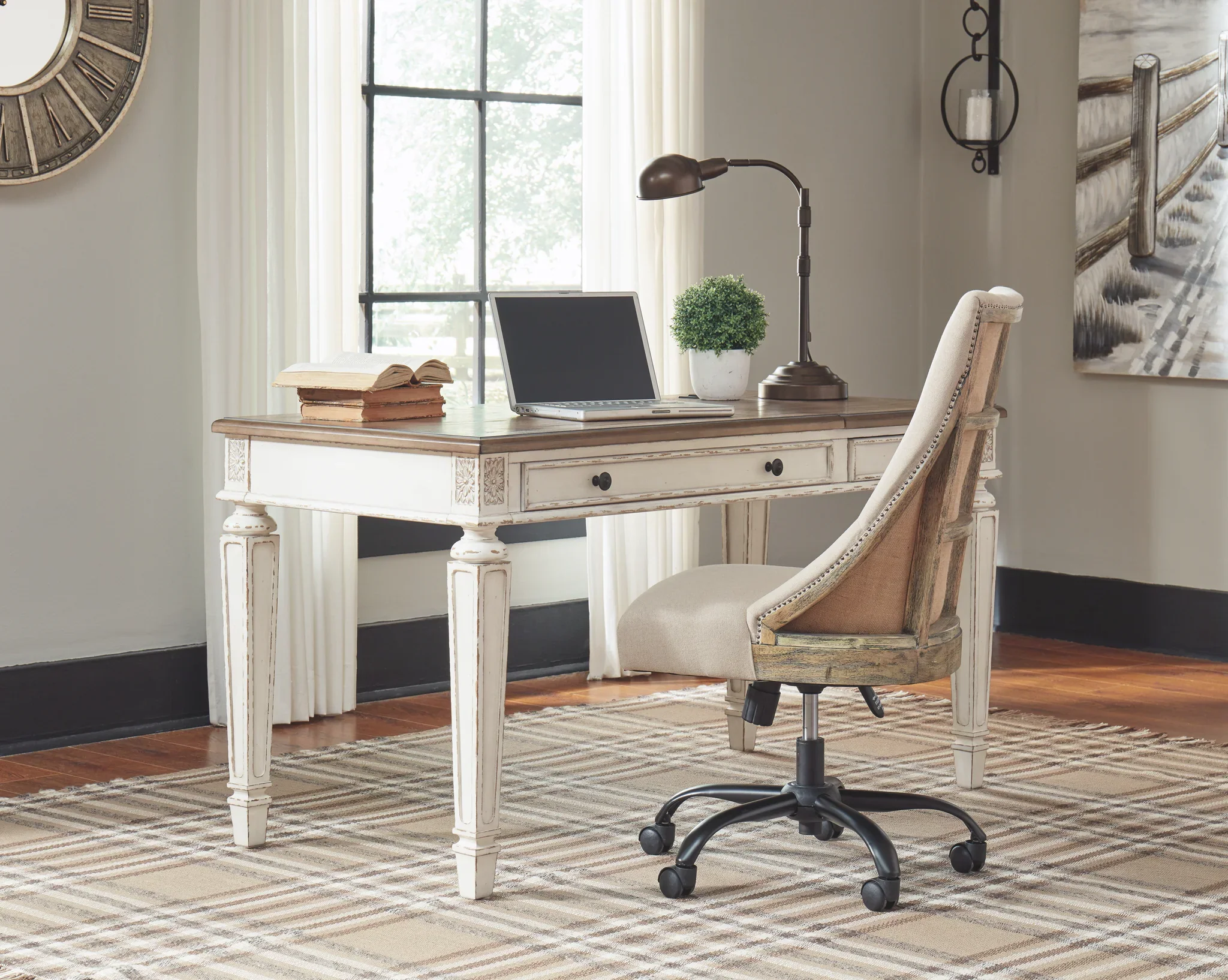 Realyn - White / Brown - Home Office Lift Top Desk - Image 8