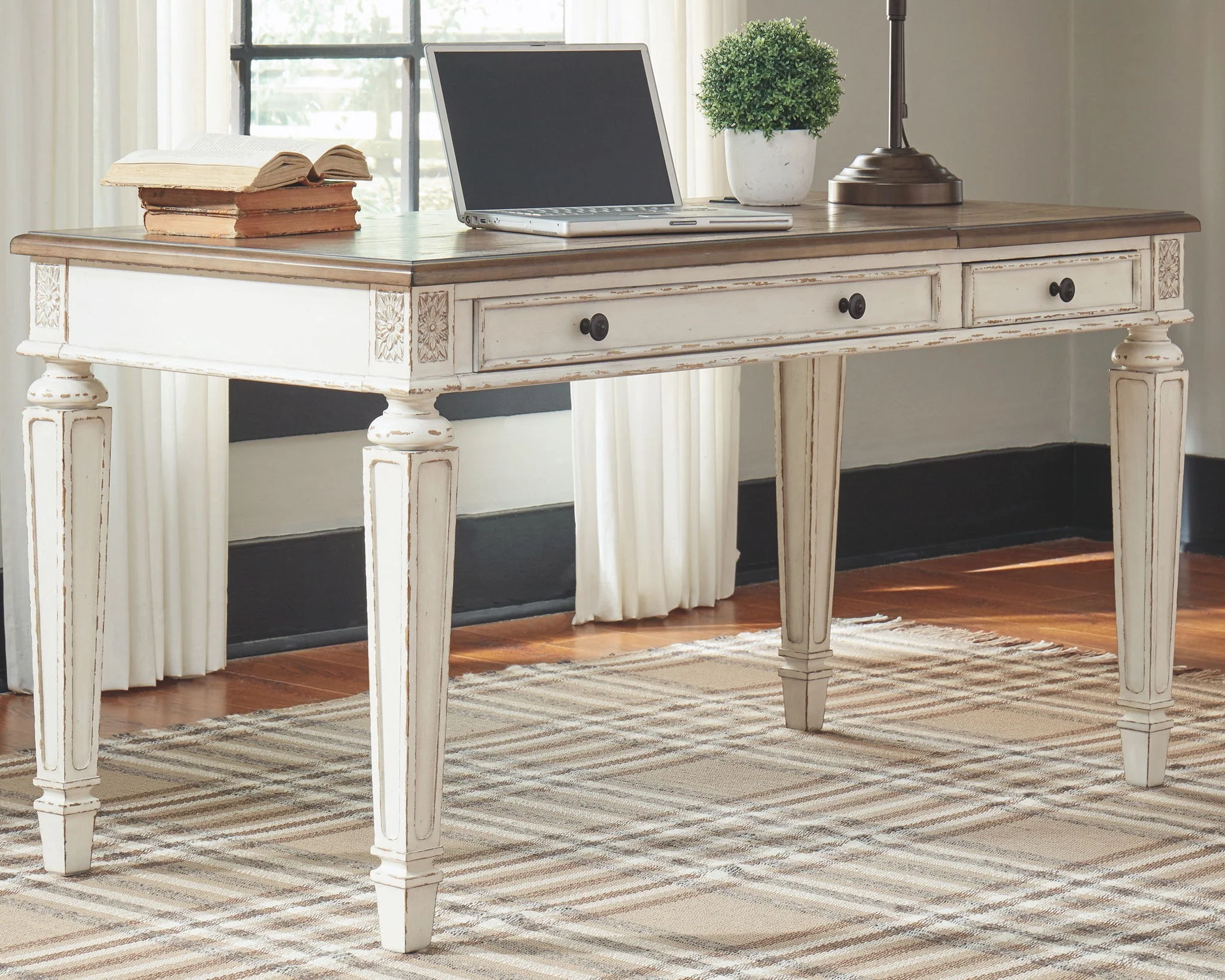 Realyn - White / Brown - L Shaped Desk With Lift Top - Image 4
