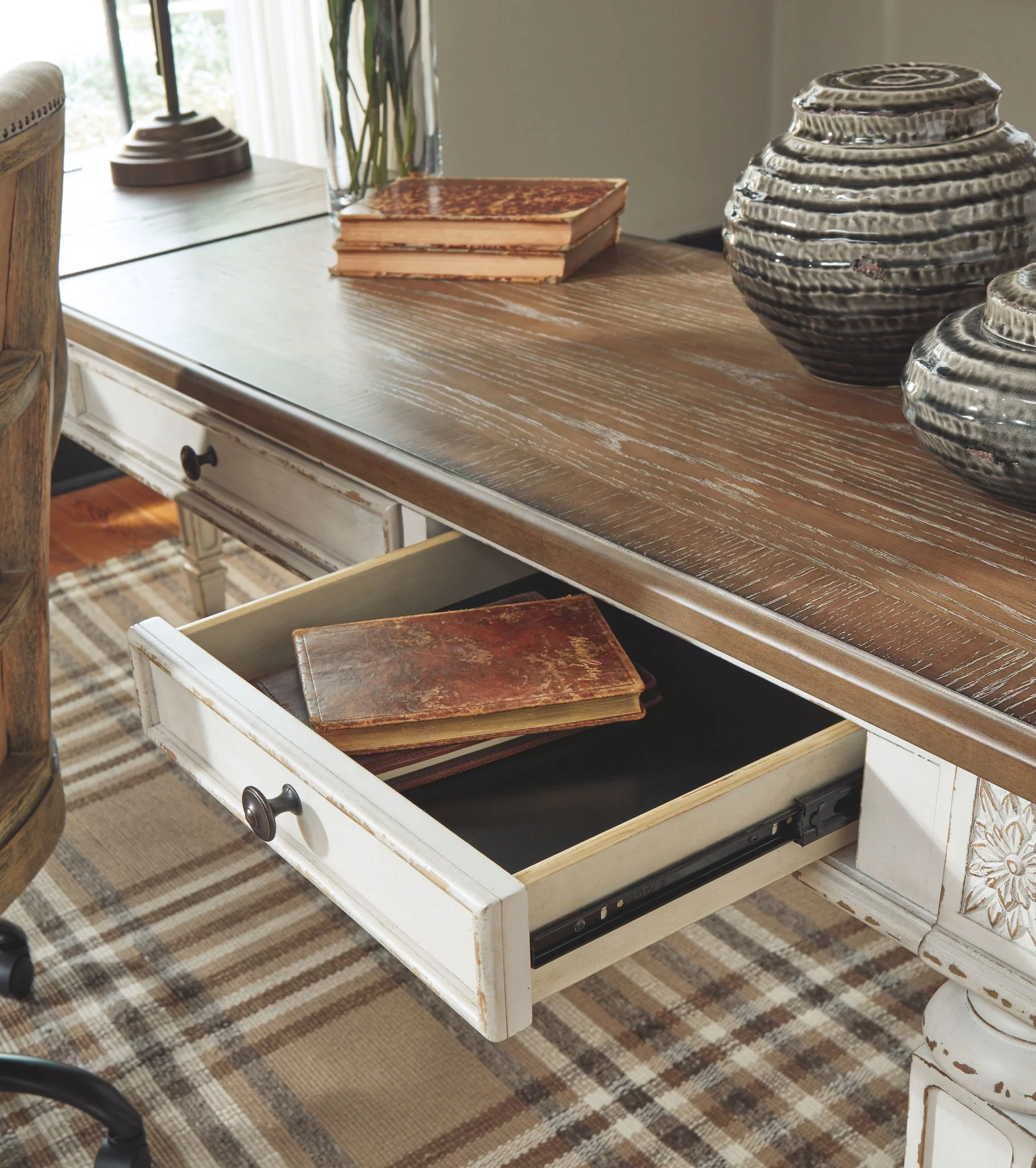 Realyn - White / Brown - L Shaped Desk With Lift Top - Image 5