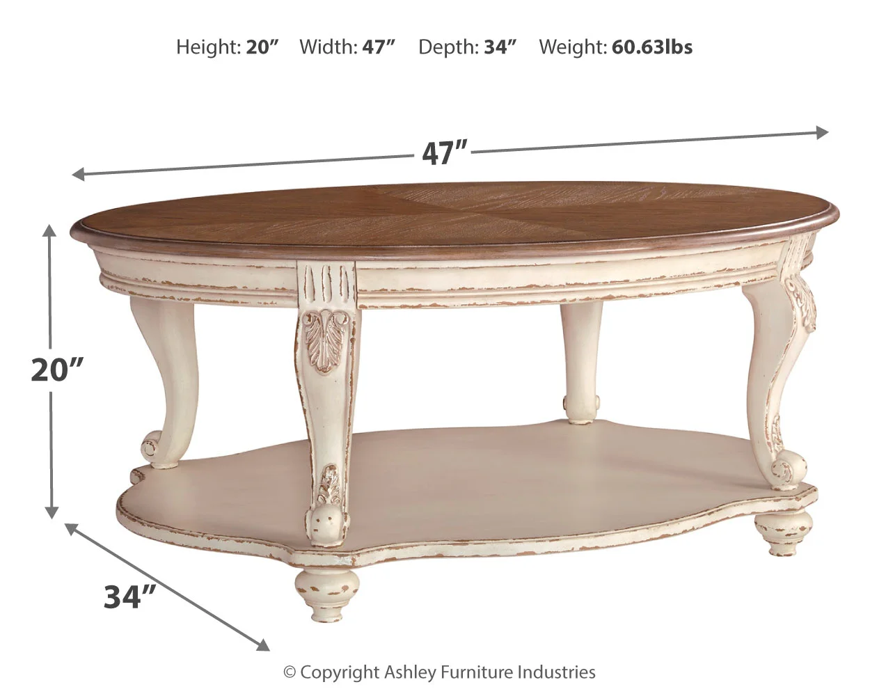 Realyn - White / Brown - Oval Cocktail Table - Image 4