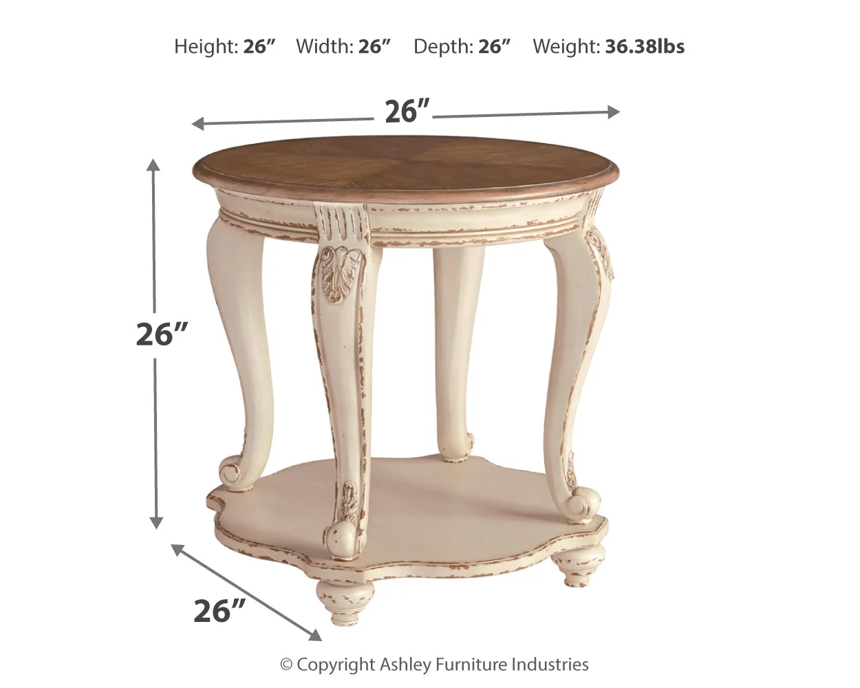 Realyn - White / Brown - Round End Table - Image 3