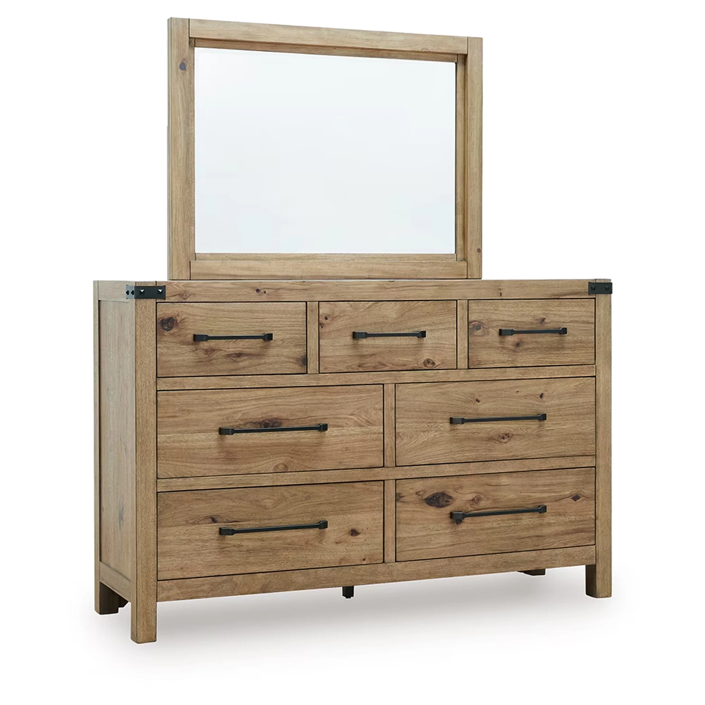 Ridgester - Dresser And Mirror - Light Brown
