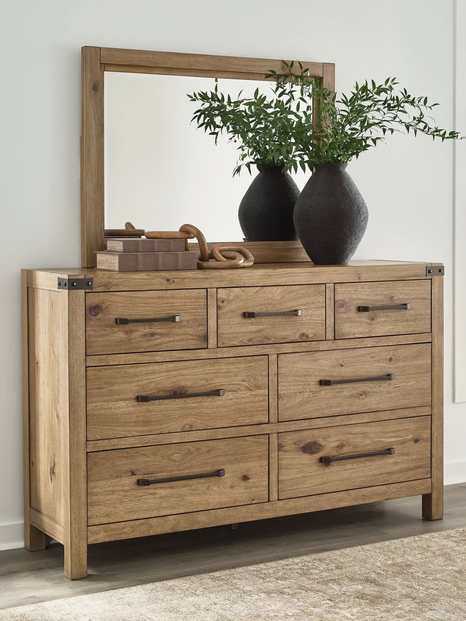 Ridgester - Dresser And Mirror - Light Brown - Image 3