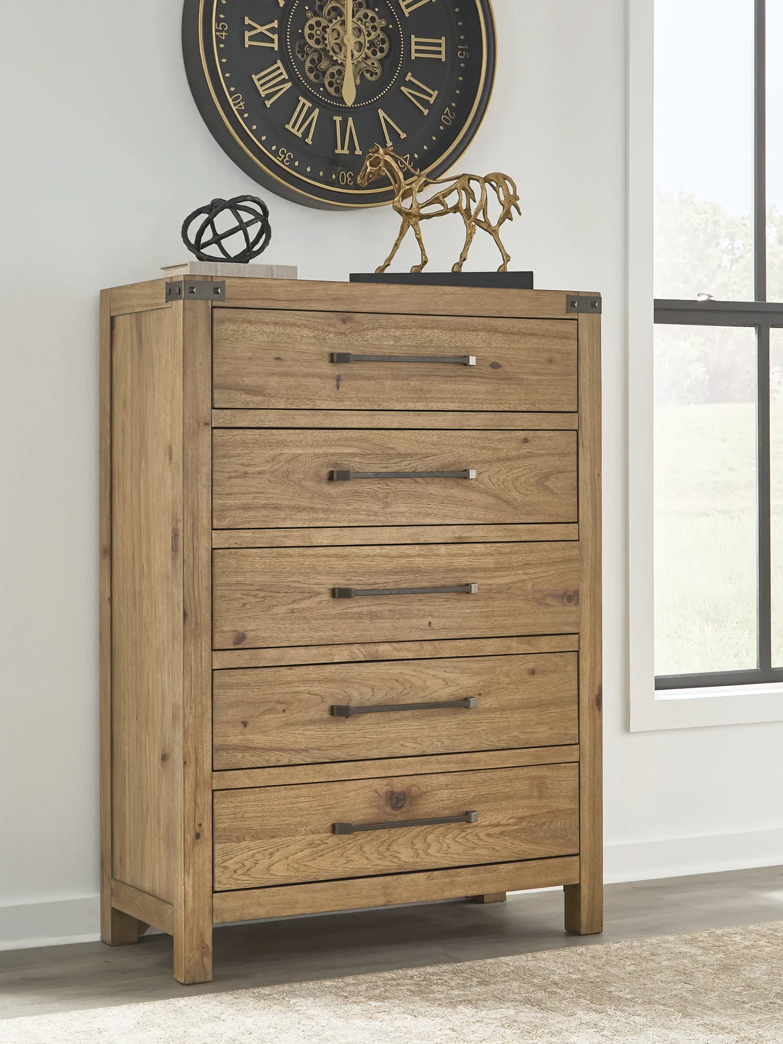 Ridgester - Five Drawer Chest - Light Brown - Image 4