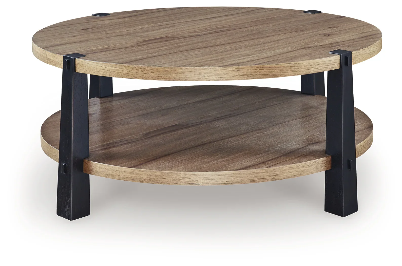 Ridgester - Round Cocktail Table - Light Brown / Black - Image 3